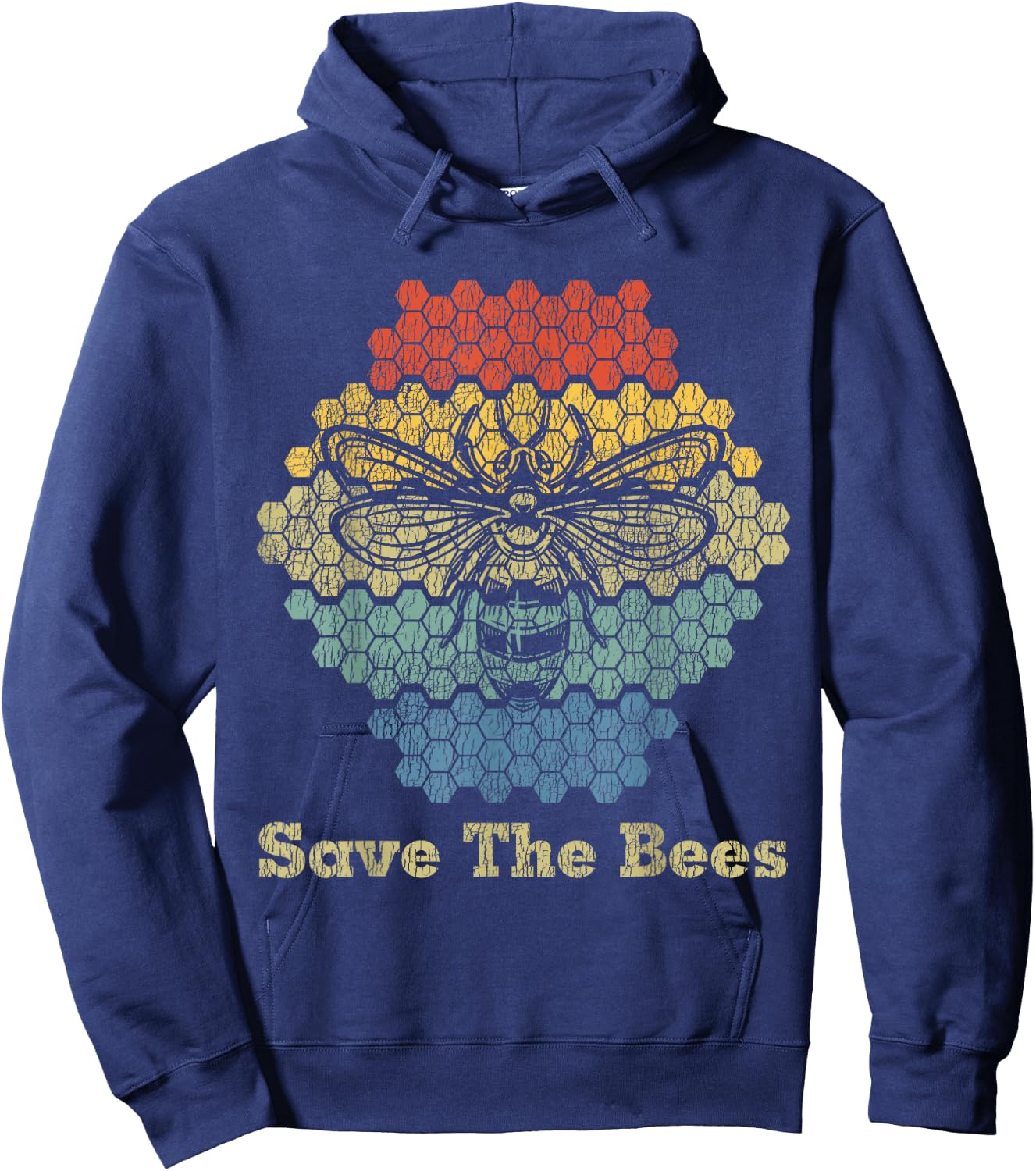 Retro Vintage Bumble Bee Save The Bees Keeper Climate Change Hoodie - Hoodie | Navy