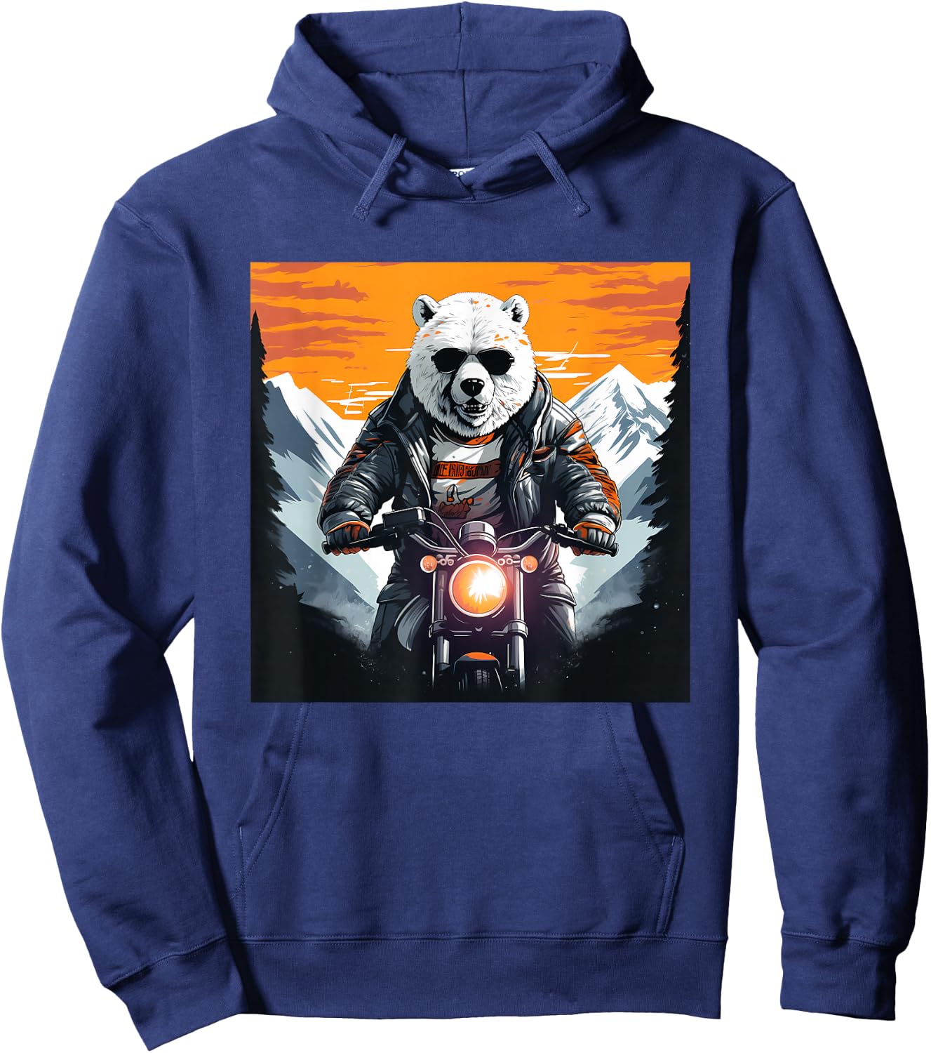 Biker Polar Bear Riding Motorcycle Hoodie - Hoodie | Navy