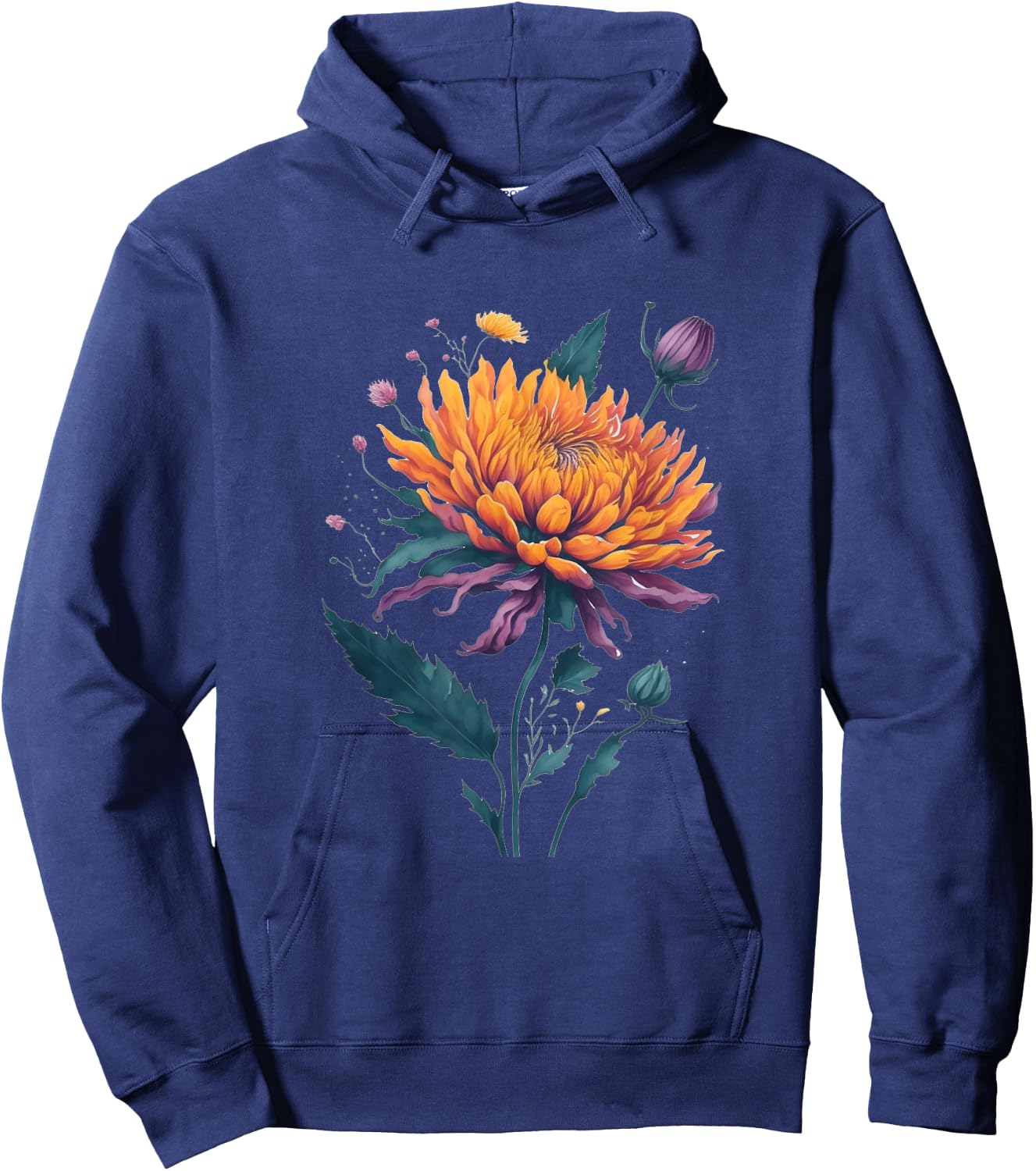 Vibrant Autumn Chrysanthemum Bloom in Full Glory Hoodie - Hoodie | Navy