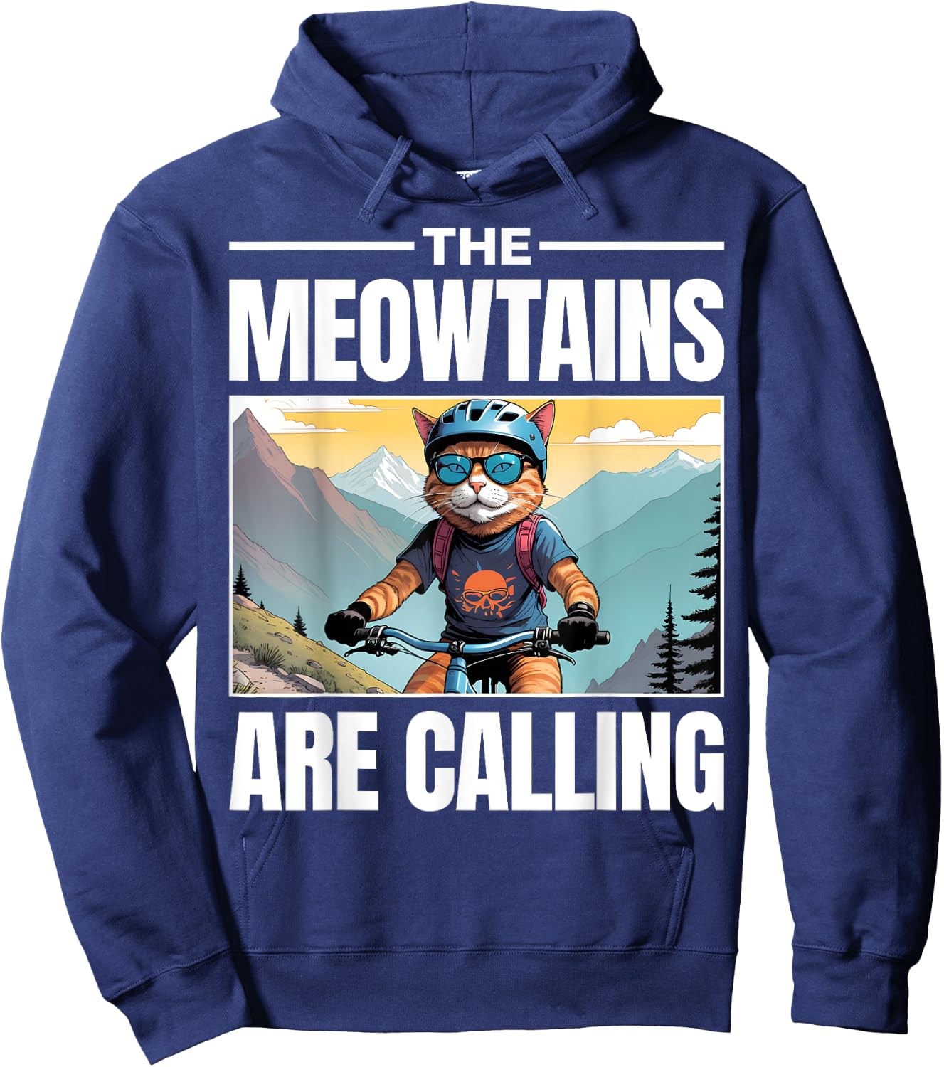 Funny MTB Cat Mountain Bike Biker Hoodie - Hoodie | Navy