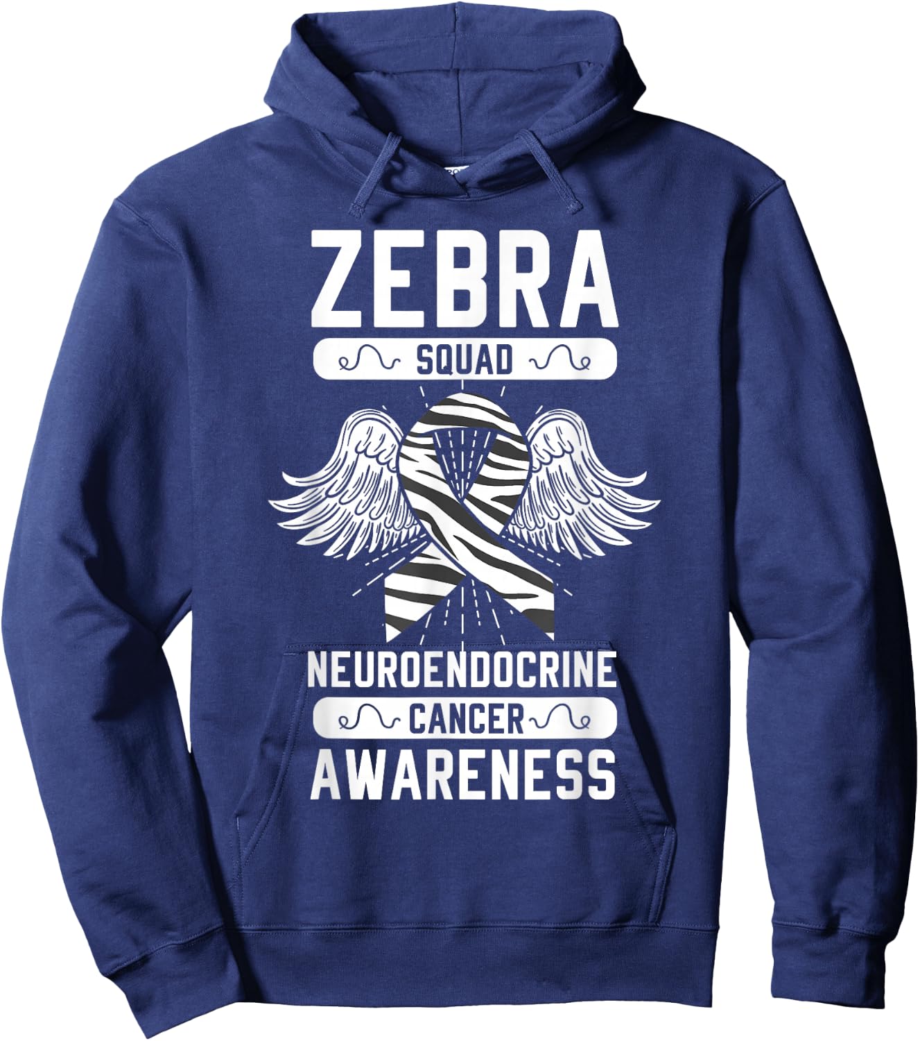 Zebra Squad Neuroendocrine Cancer Awareness Ribbon Carcinoma Hoodie - Hoodie | Navy