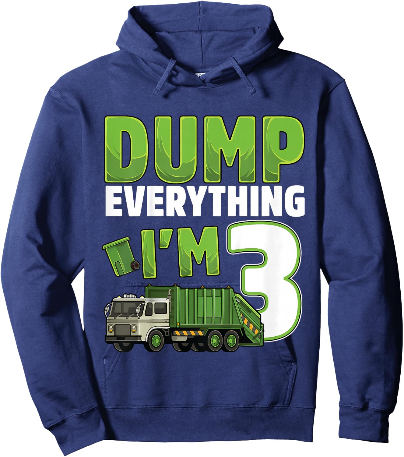 Kids Recycling Trash 3 Year Old Garbage Truck 3rd Birthday Boy Hoodie - Hoodie | Navy