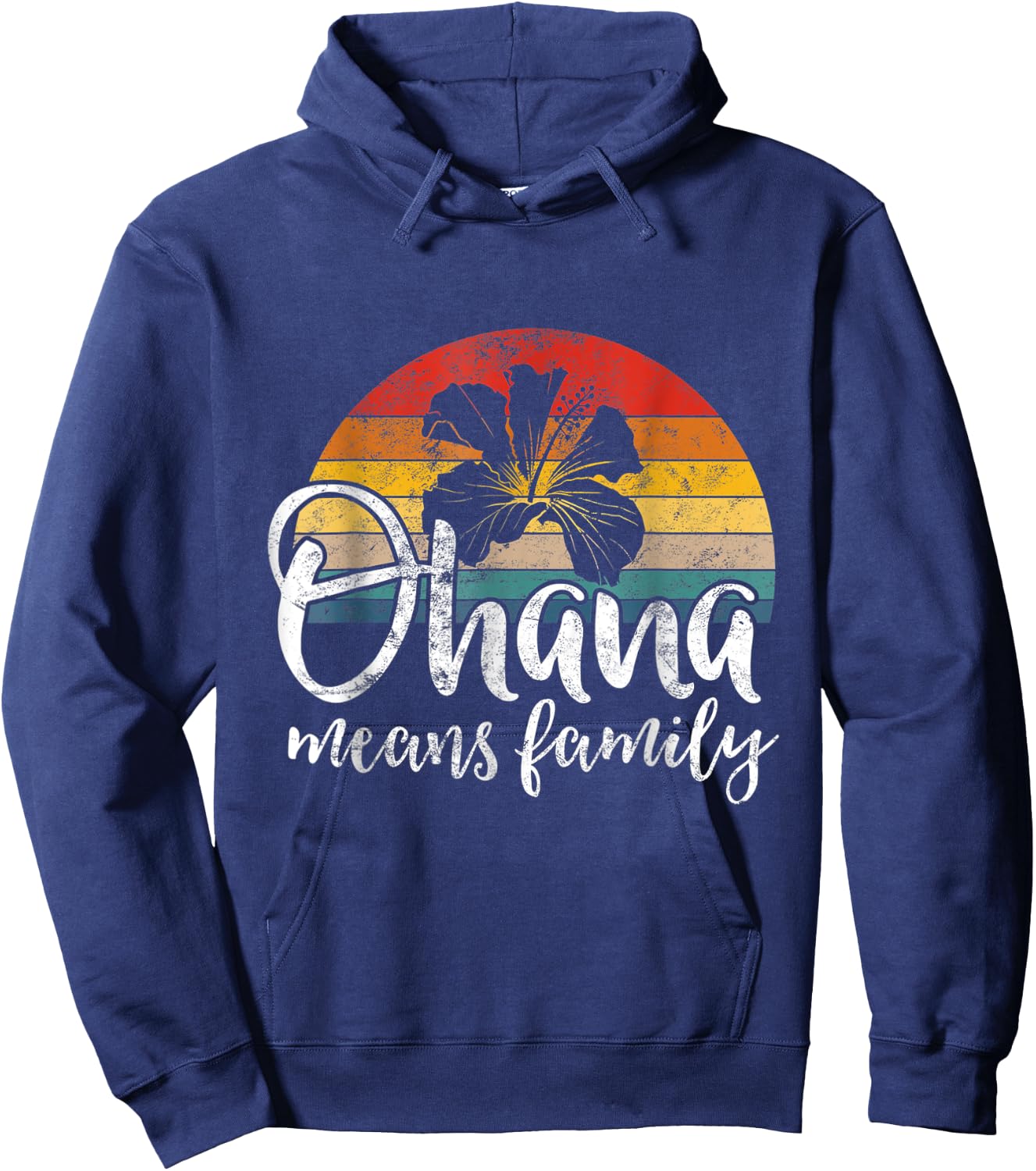 Ohana Hawaiian Retro Summer Hawaii Flower Family Love Quote Women Kids Hoodie - Hoodie | Navy