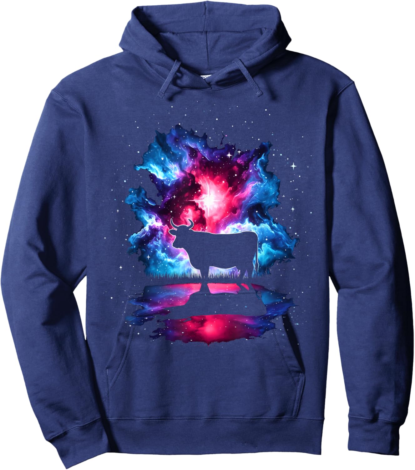 Cool Cosmic Cow Galaxy Graphic Space Art Hoodie - Hoodie | Navy