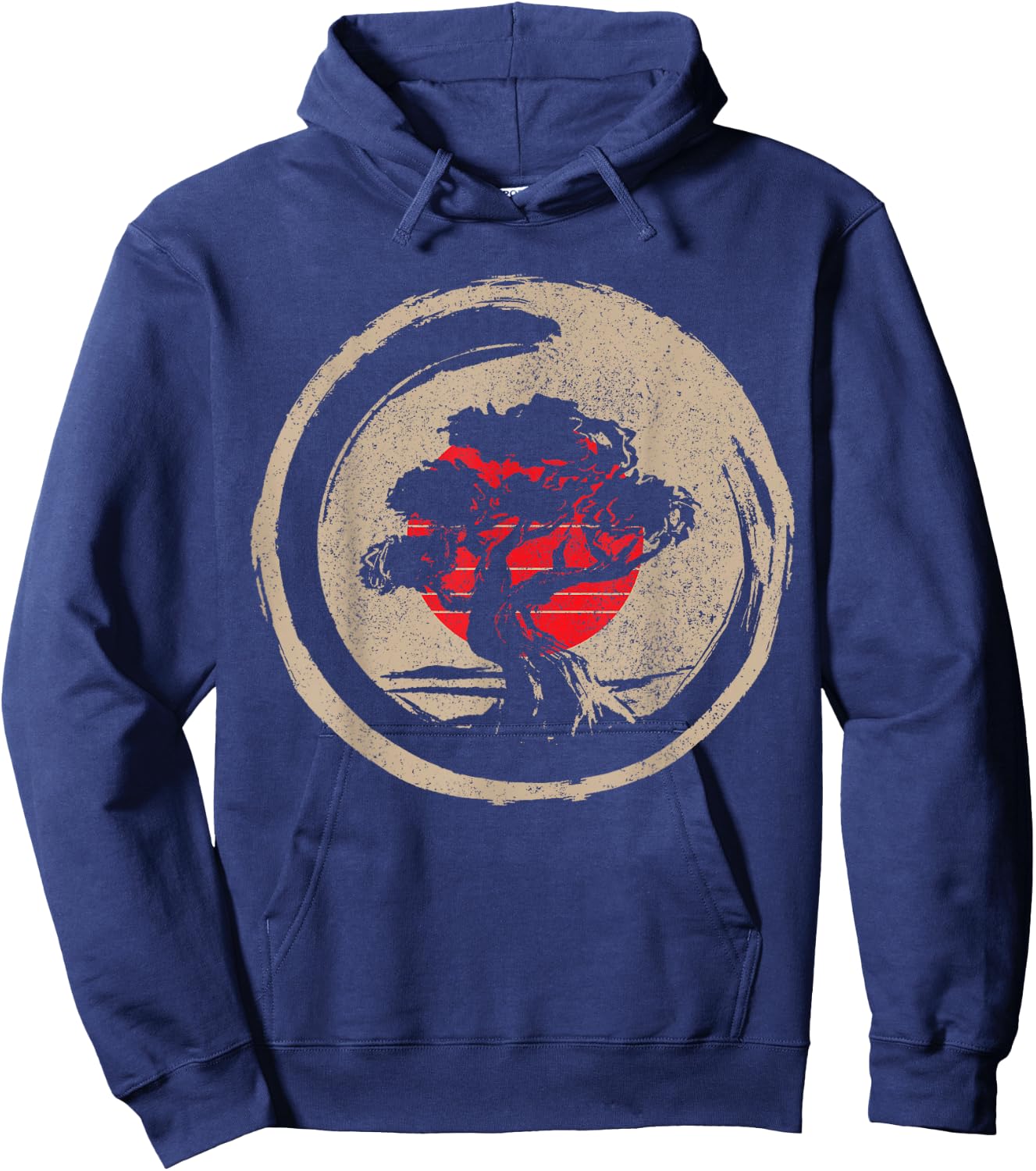 Bonsai Tree Japanese Flag Zen Vintage Gift Hoodie - Hoodie | Navy