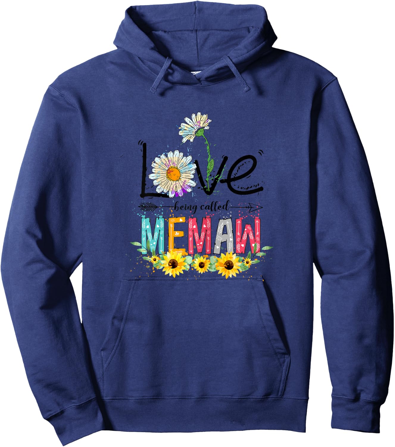 Cute I Love Being Called Memaw Sunflower Mothers Day Hoodie - Hoodie | Navy
