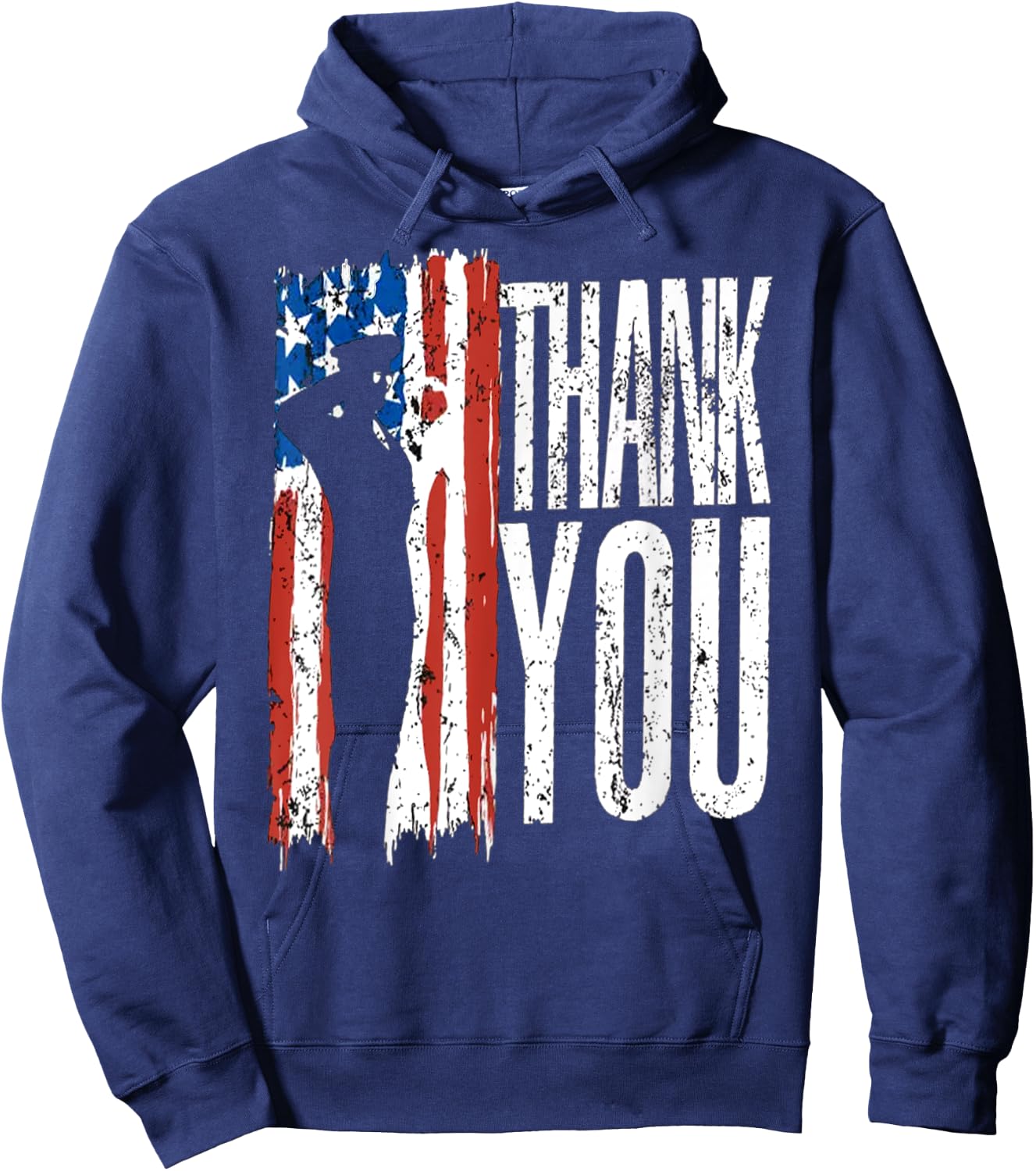 USA Flag Thank You Veterans Day 4th of July Patriotic Hoodie - Hoodie | Navy