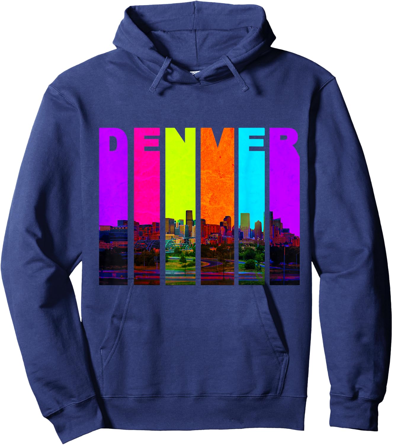 Retro I Love Denver Colorado Skyline Hoodie - Hoodie | Navy