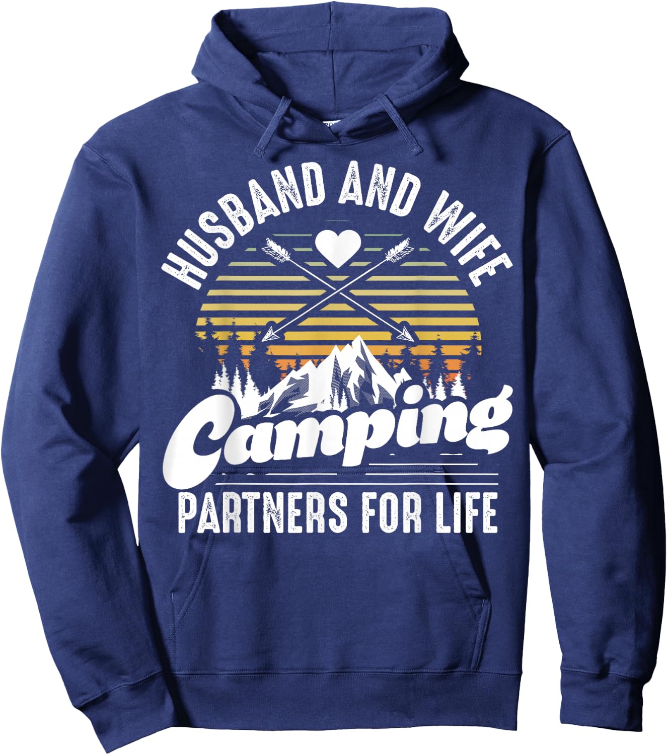 Husband and Wife Camping Partners for Life Gift Funny Camper Hoodie - Hoodie | Navy