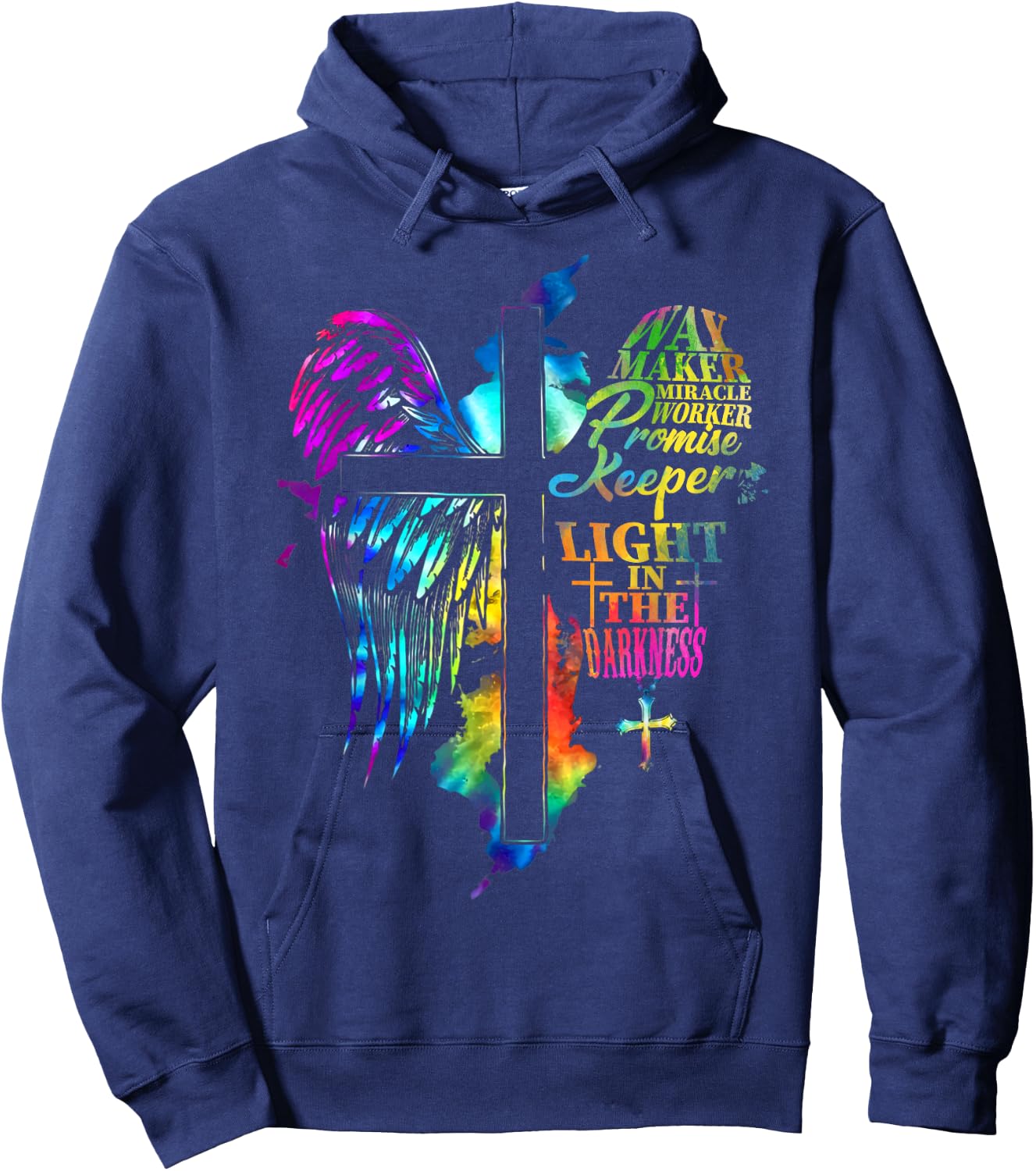 Waymaker Miracle Worker Jesus Christ Wings Religious Quote Hoodie - Hoodie | Navy