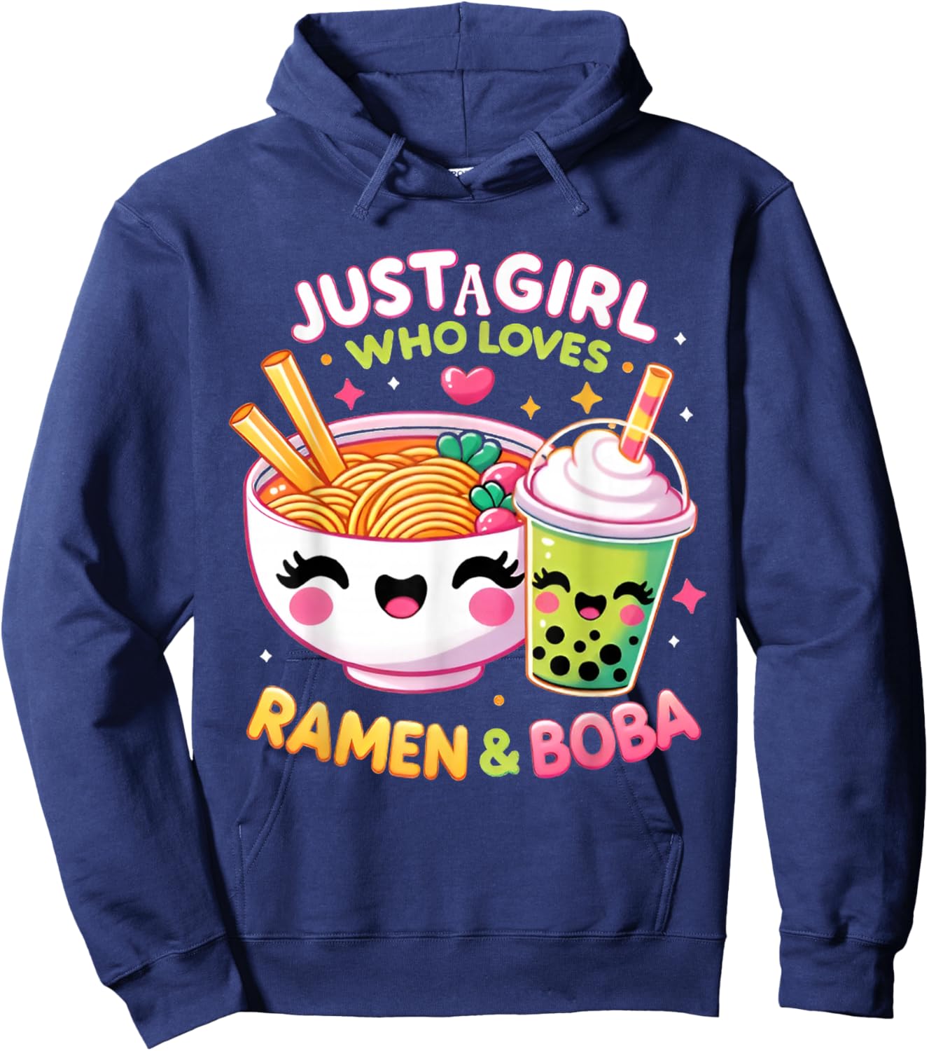 Just A Girl Who Loves Boba Tea and Ramen Bubble Tea Japanese Hoodie - Hoodie | Navy