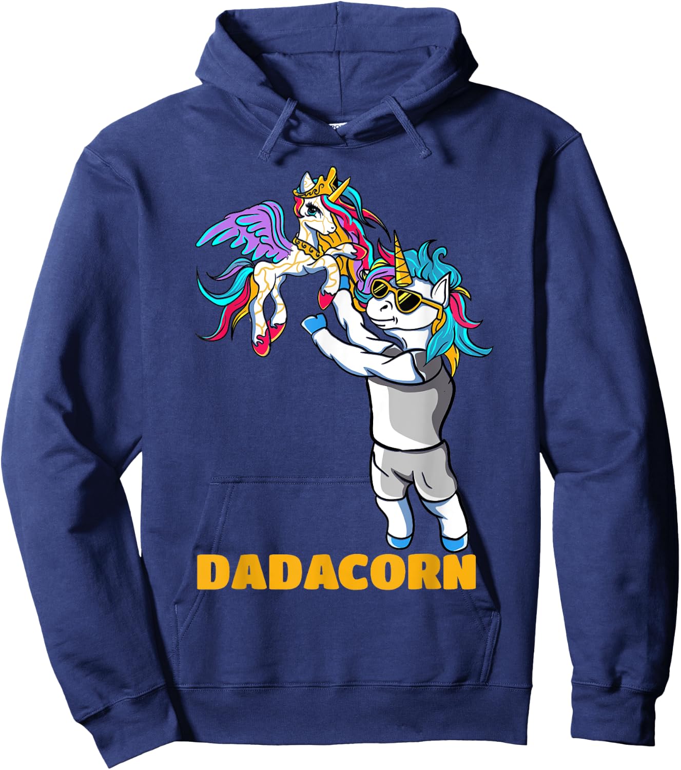 Dadacorn Unicorn Dad for a Family Daddy Fathers Day Hoodie - Hoodie | Navy
