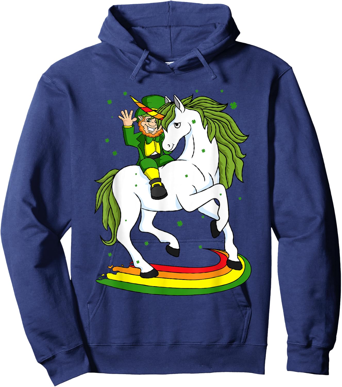 Leprechaun Riding A Magical St Patrick's Day Unicorn Gift Hoodie - Hoodie | Navy