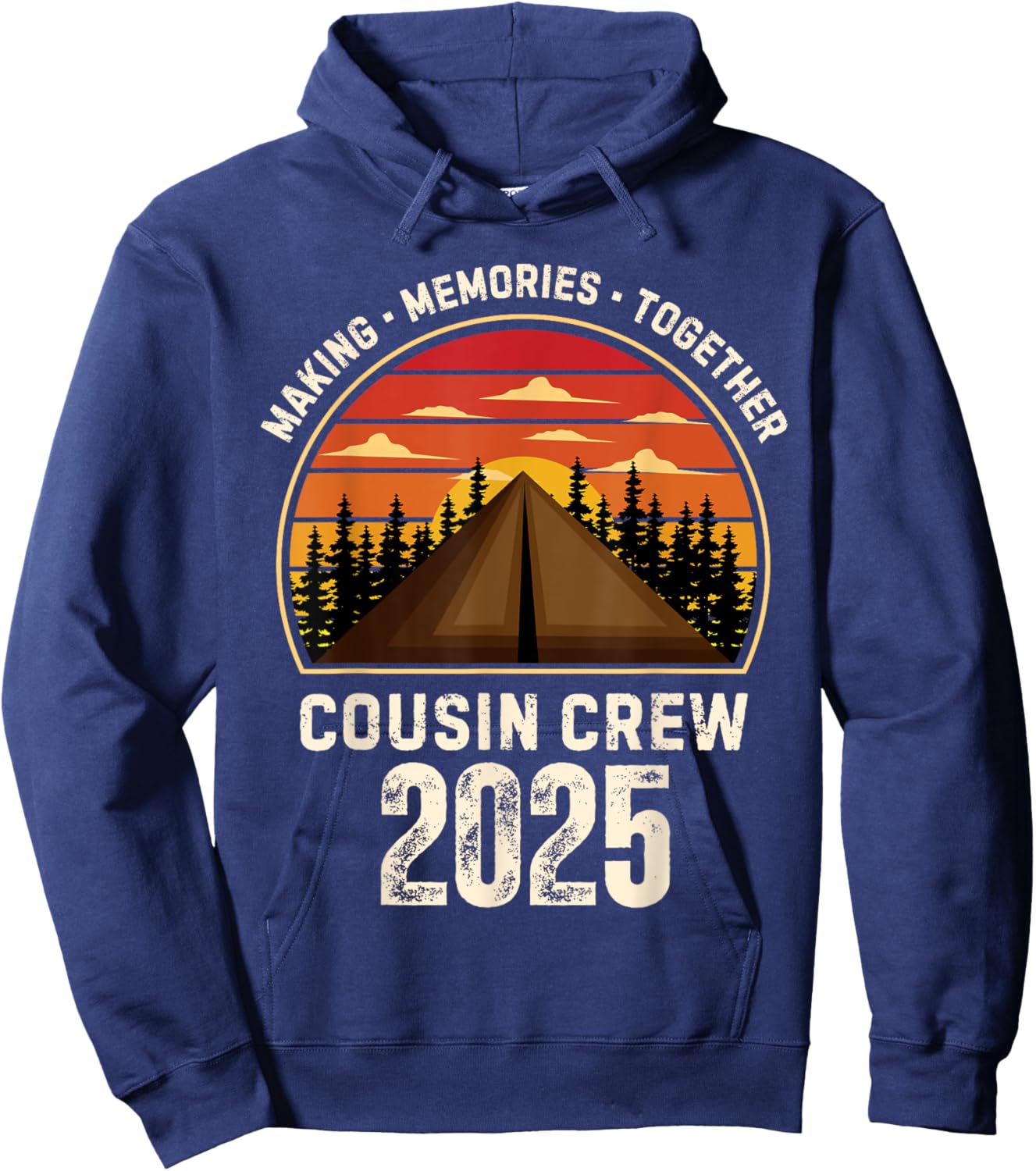 Retro Vintage Cousin Crew 2025 Camper Matching Camping Trip Hoodie - Hoodie | Navy