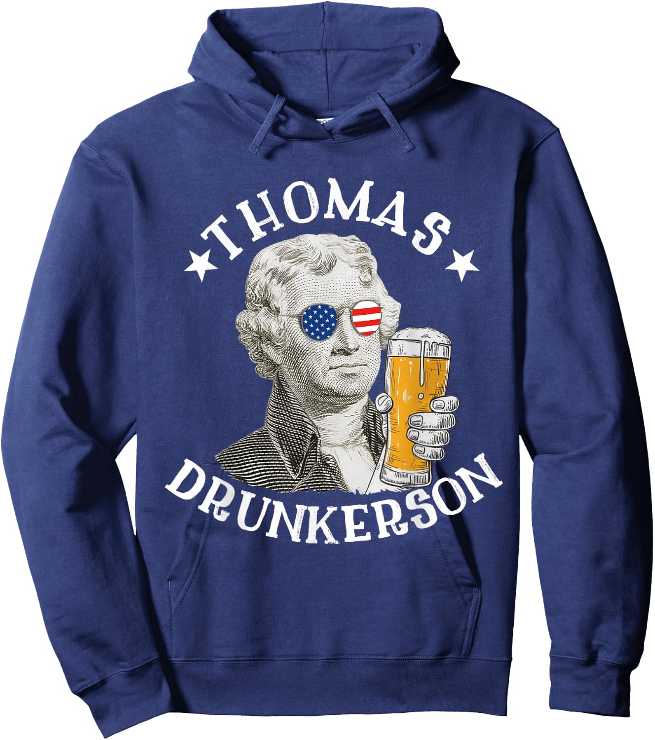 Thomas Drunkerson President Thomas Jefferson Drinking Beer Hoodie - Hoodie | Navy