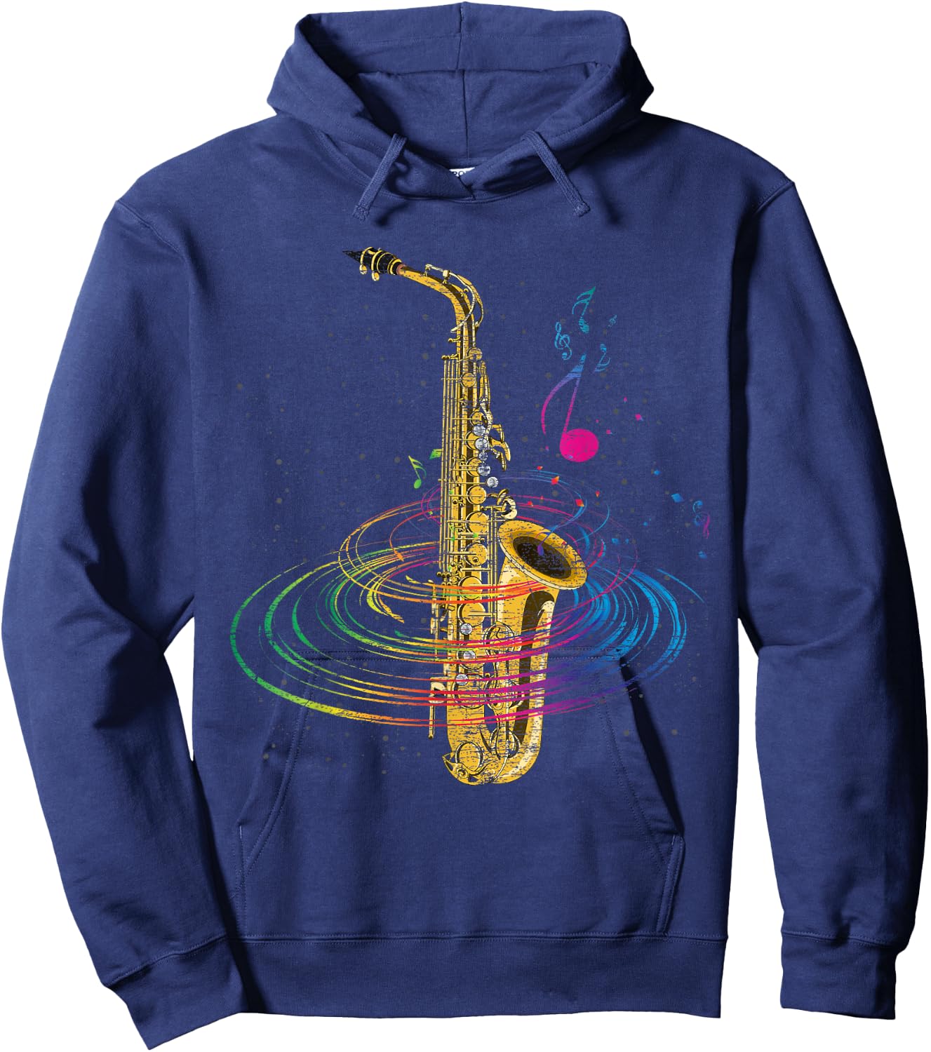 Sax Player Gift Saxophonist Music Notes Saxophone Hoodie - Hoodie | Navy