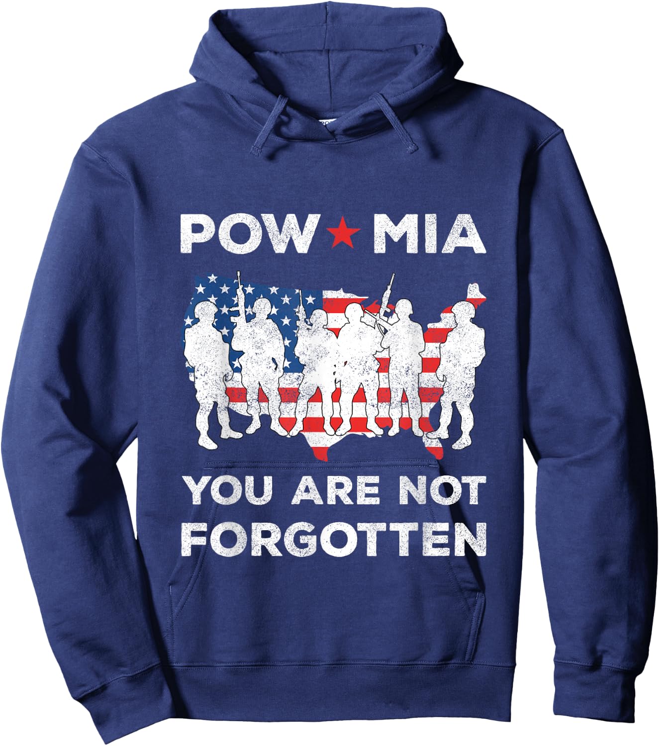 POW MIA You Are Not Forgotten American Flag Soliders Hoodie - Hoodie | Navy