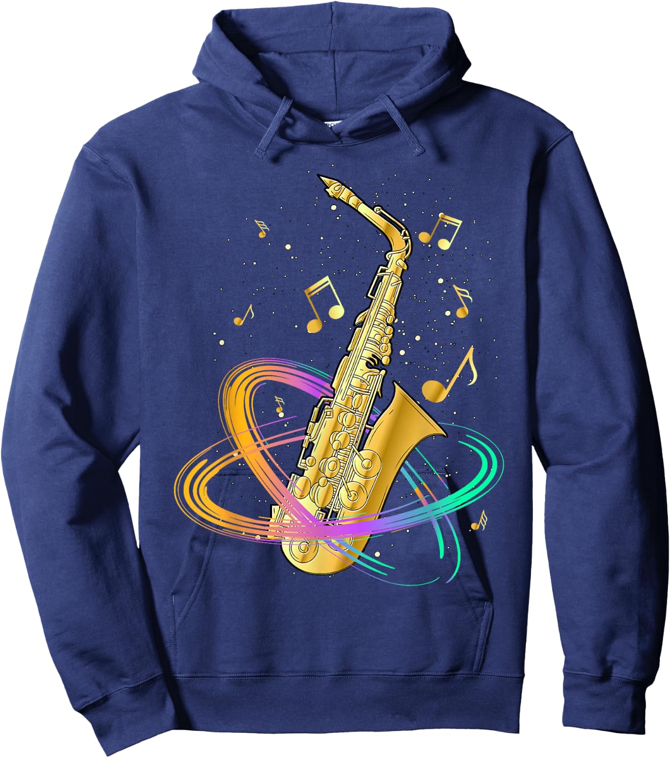 Saxophone Player Musical Notes Jazz Musician Saxophonist Sax Hoodie - Hoodie | Navy