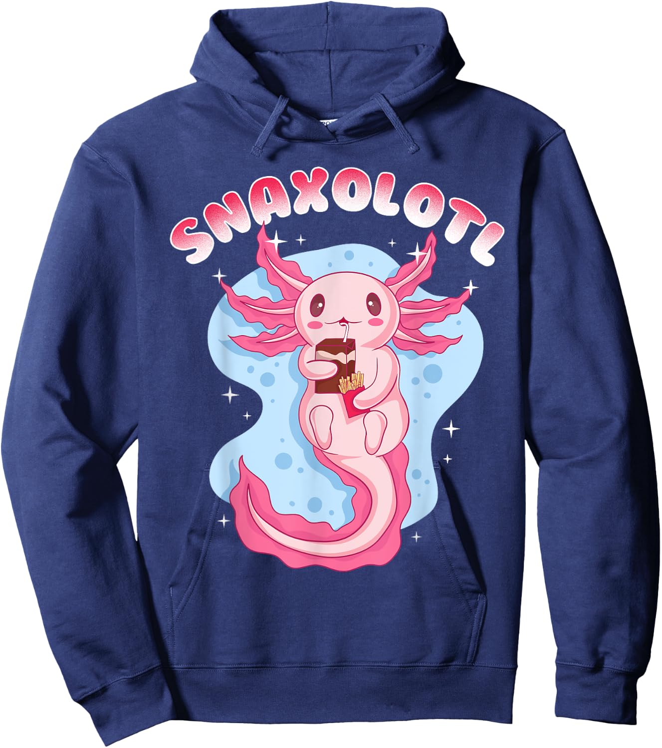 Anime Cute Manga Axolotl With Juice Box - Snaxolotl Girls Hoodie - Hoodie | Navy