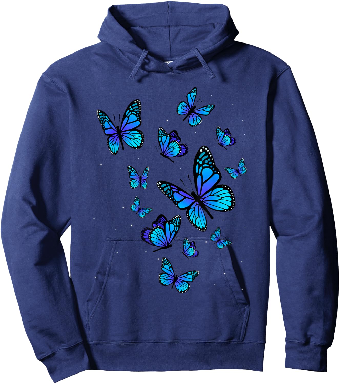 Blue Butterfly Art Garden Beautiful Butterflies Hoodie - Hoodie | Navy