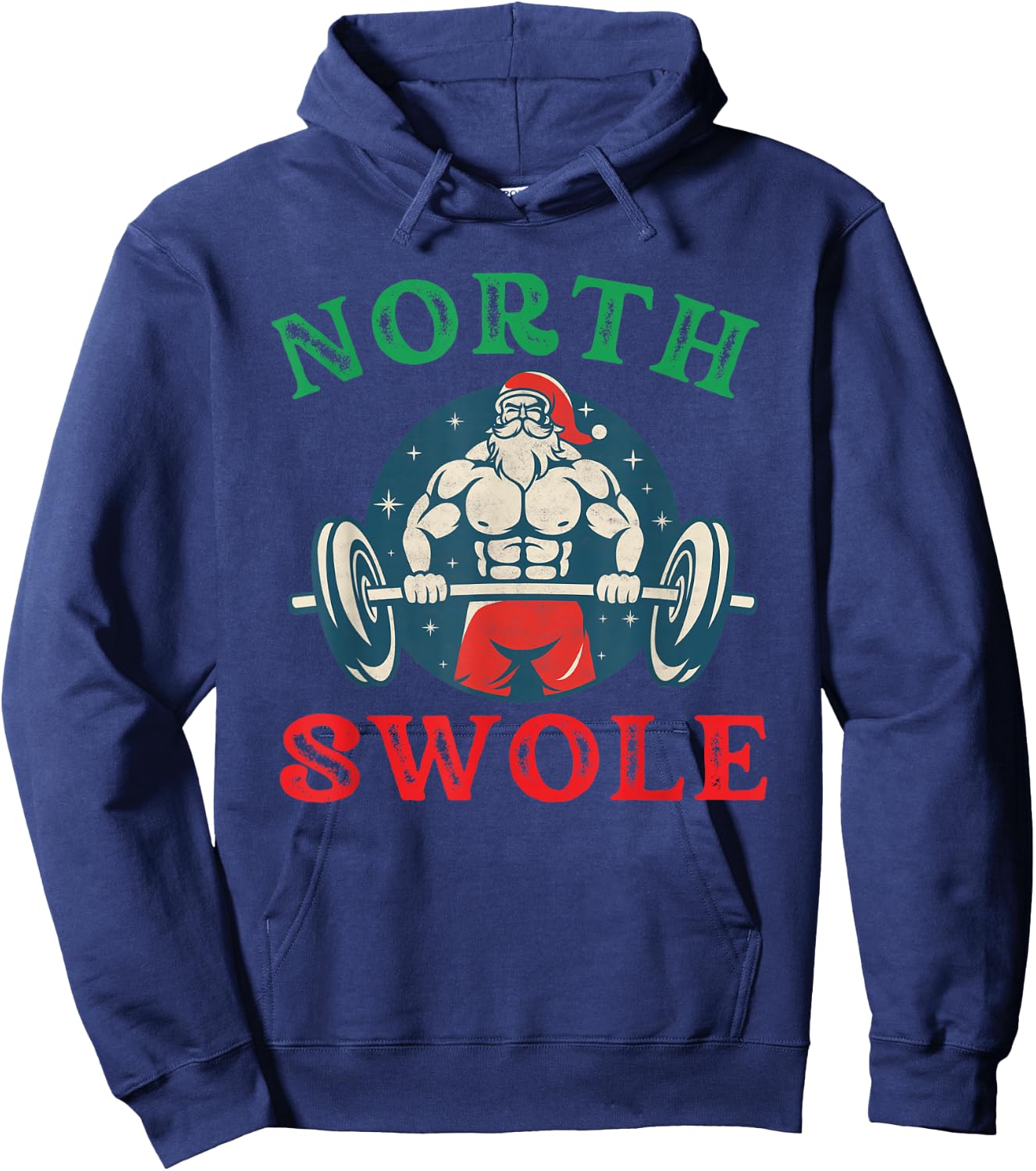 North Swole Funny muscle Santa Christmas bodybuilding gym Hoodie - Hoodie | Navy