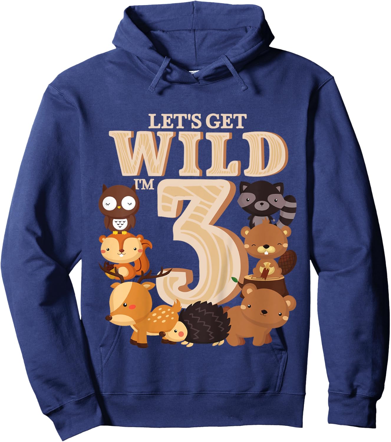 3 Year Old Woodland Animals Birthday Wild Forest 3rd Gift Hoodie - Hoodie | Navy