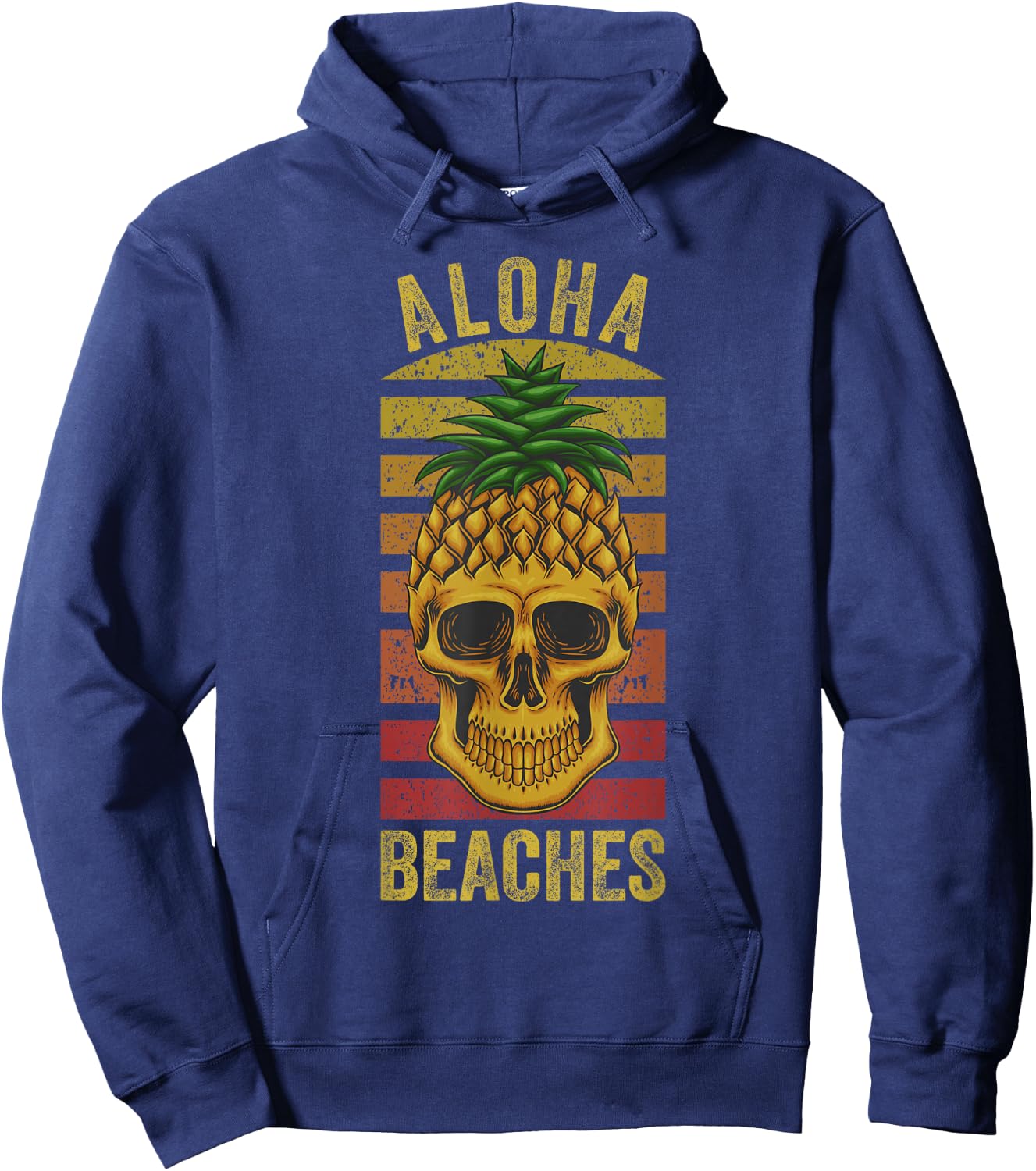 Hawaiian Pineapple Skull Aloha Beaches Funny Hawaii Summer Hoodie - Hoodie | Navy