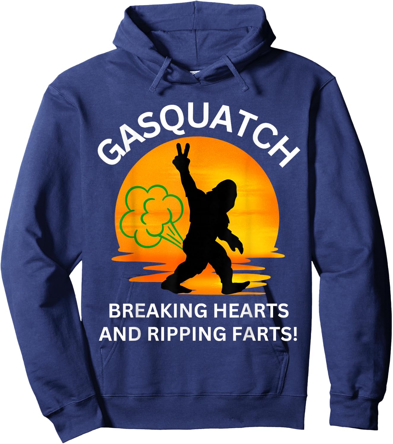 Gasquatch Breaking Hearts and Ripping Farts Sunset yeti Hoodie - Hoodie | Navy