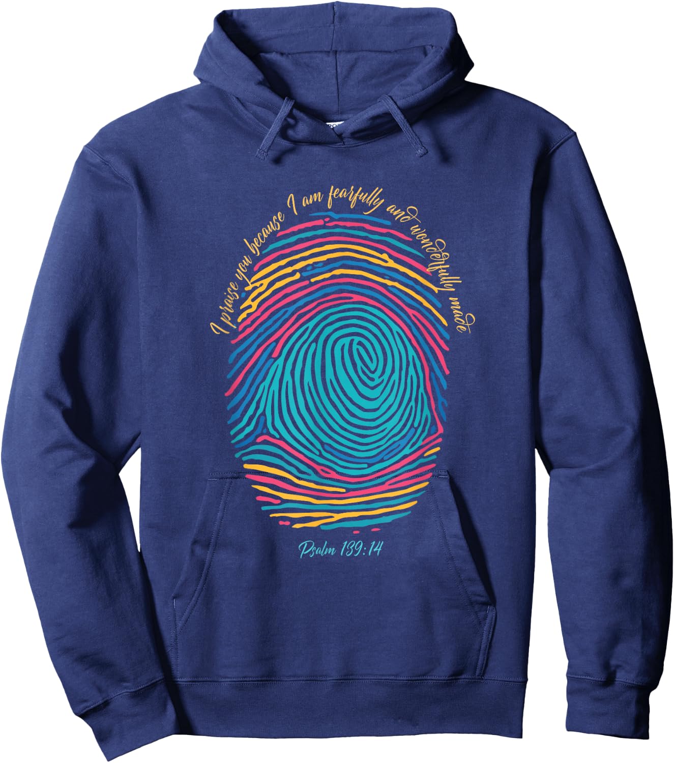 Christian Fingerprint, I praise God I am wonderfully made Hoodie - Hoodie | Navy