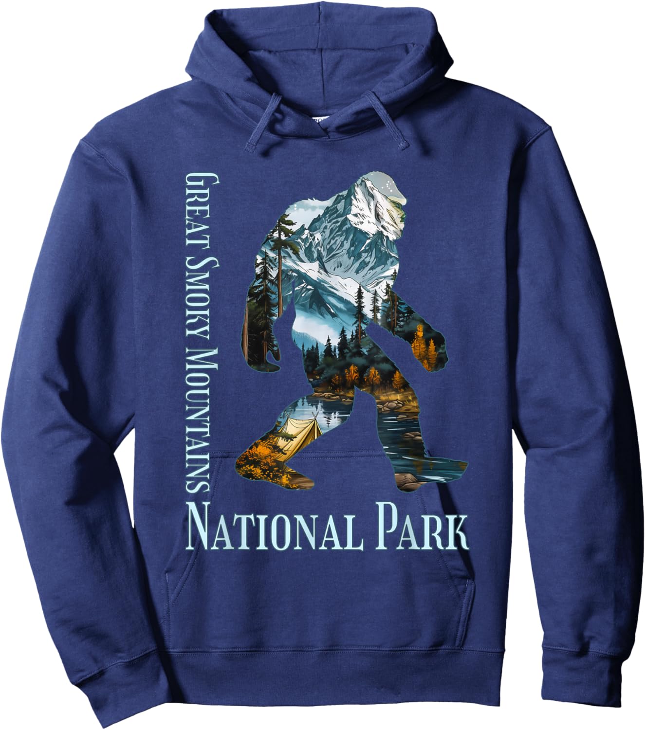 Great Smoky Mountains National Park Bigfoot Sasquatch Hoodie - Hoodie | Navy