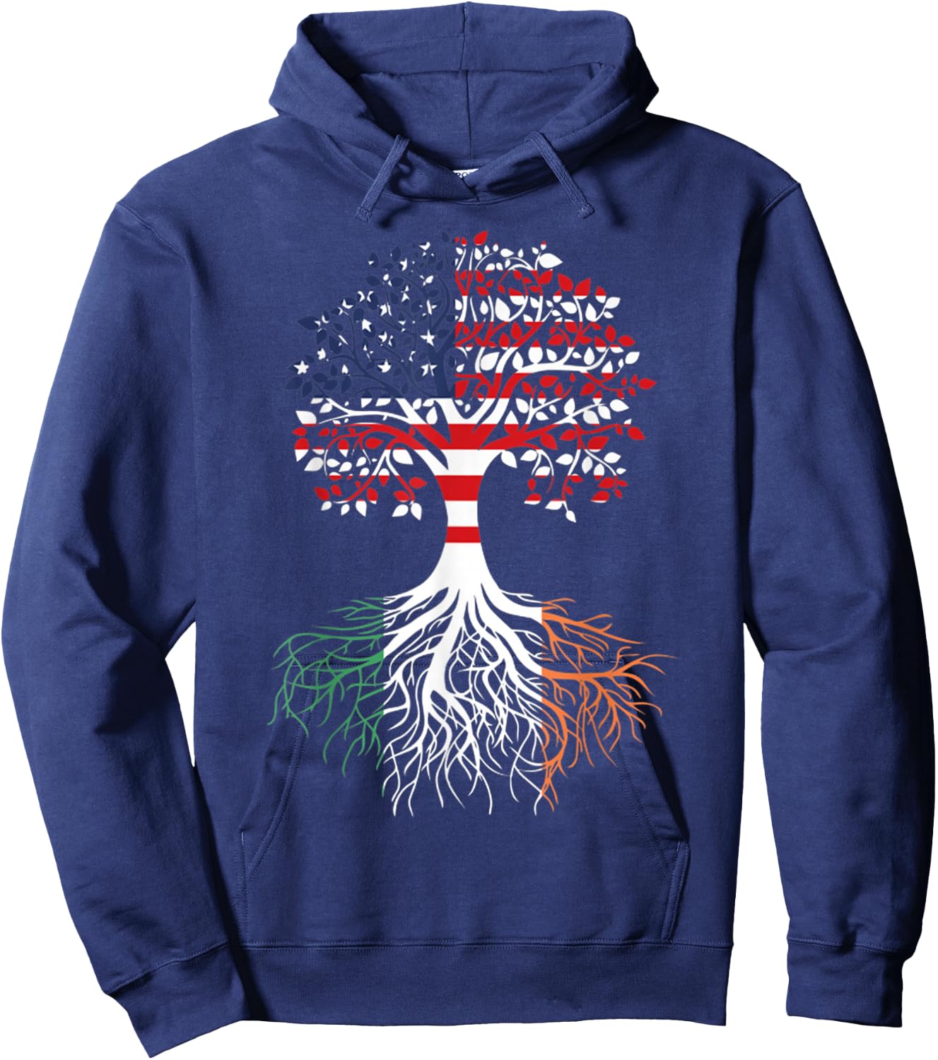 Irish Roots American Grown Tree Flag Hoodie - Hoodie | Navy