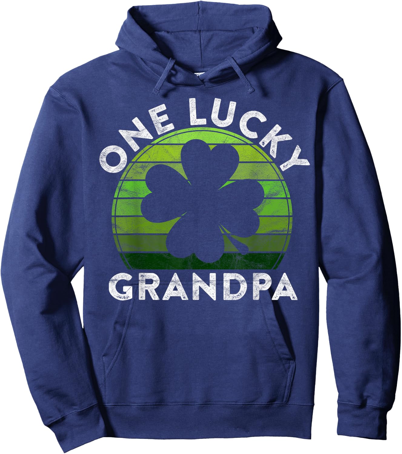 One Lucky Grandpa Gift Shamrock Sunset Irish St Patricks Day Hoodie - Hoodie | Navy