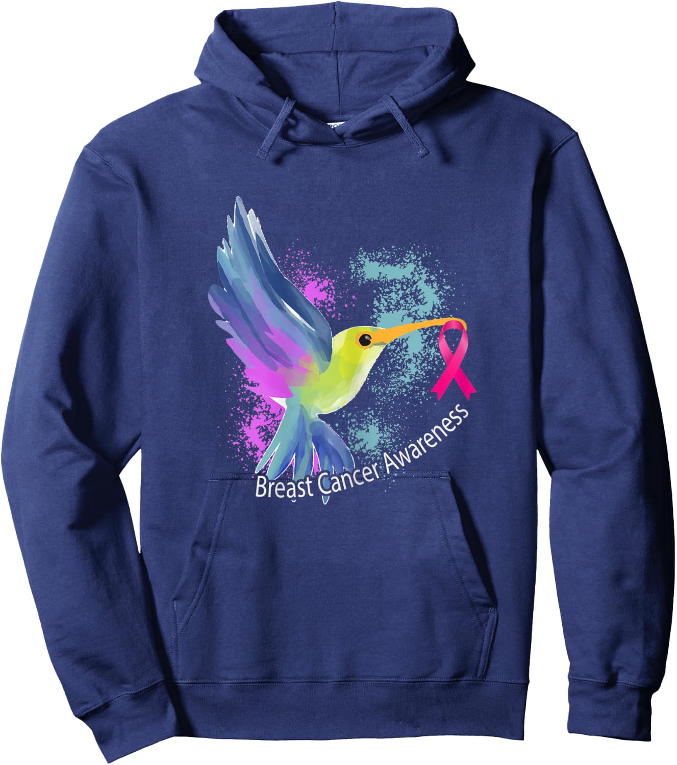 Pink Ribbon Bird Animal Gift Breast Cancer Awareness Hoodie - Hoodie | Navy