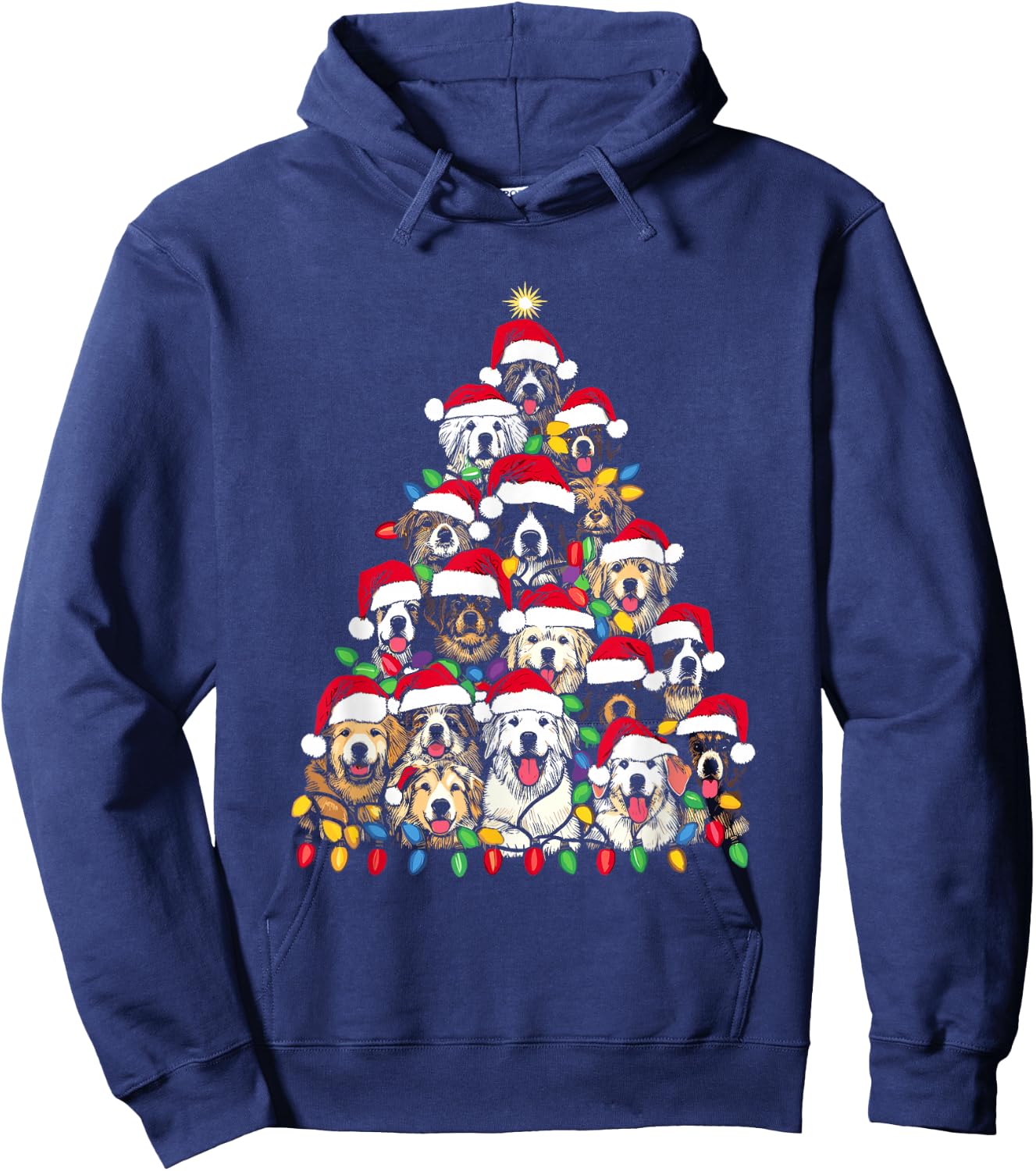 Christmas Tree Of Puppies - Funny Xmas Tree Dog Puppy Lover Men Women Kids Hoodie - Hoodie | Navy