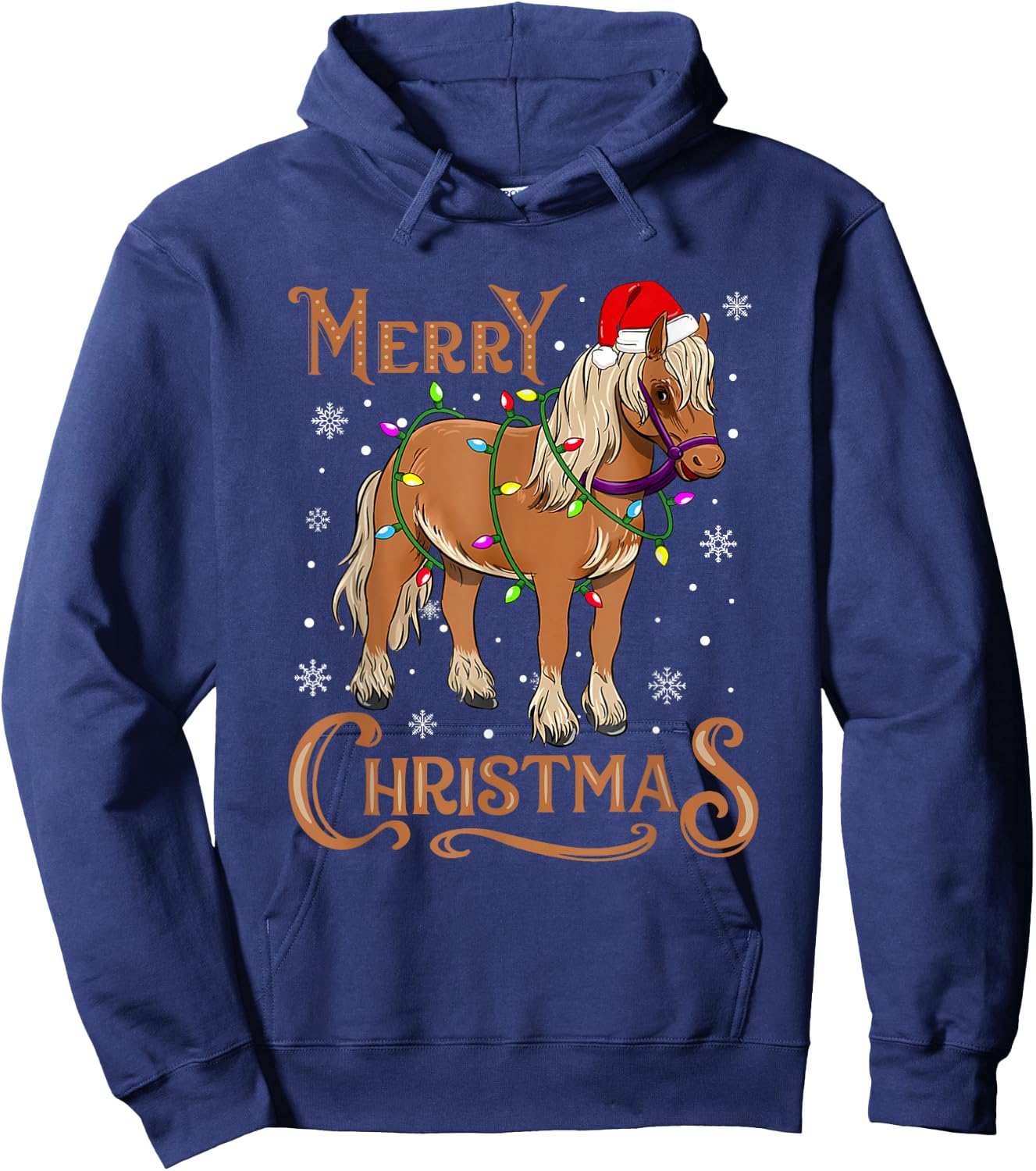 Christmas Gifts Boys Girls Men Women Christmas Pajamas Horse Hoodie - Hoodie | Navy