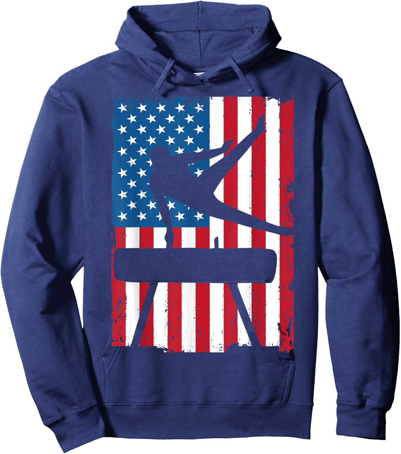 Gymnastics Pommel Horse American Flag Vintage Sports USA Hoodie - Hoodie | Navy