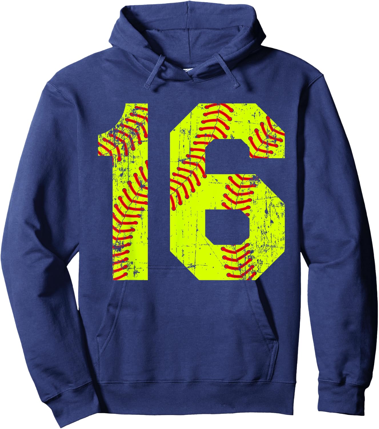 Vintage Softball 16 Jersey Number Hoodie - Hoodie | Navy