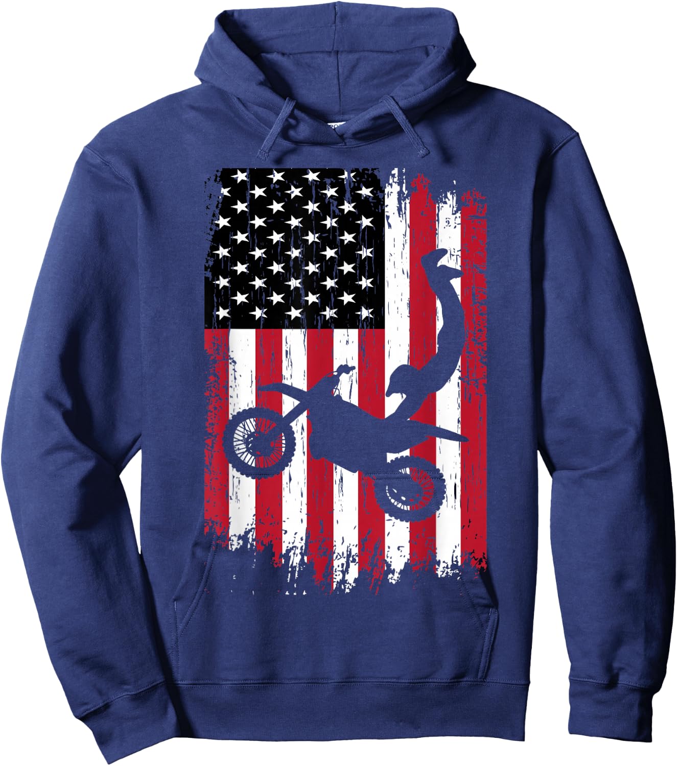 Supercross Freestyle Motocross American Flag Motorcycle Hoodie - Hoodie | Navy