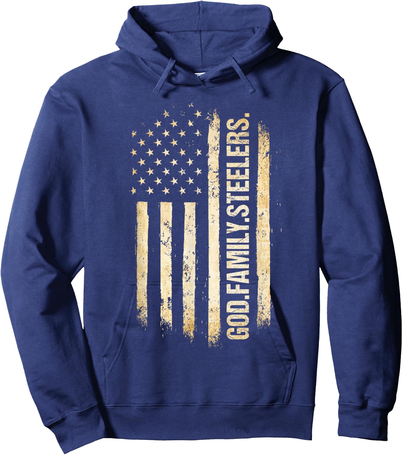 God Family Steelers Pro US American Flag Father's Day Hoodie - Hoodie | Navy
