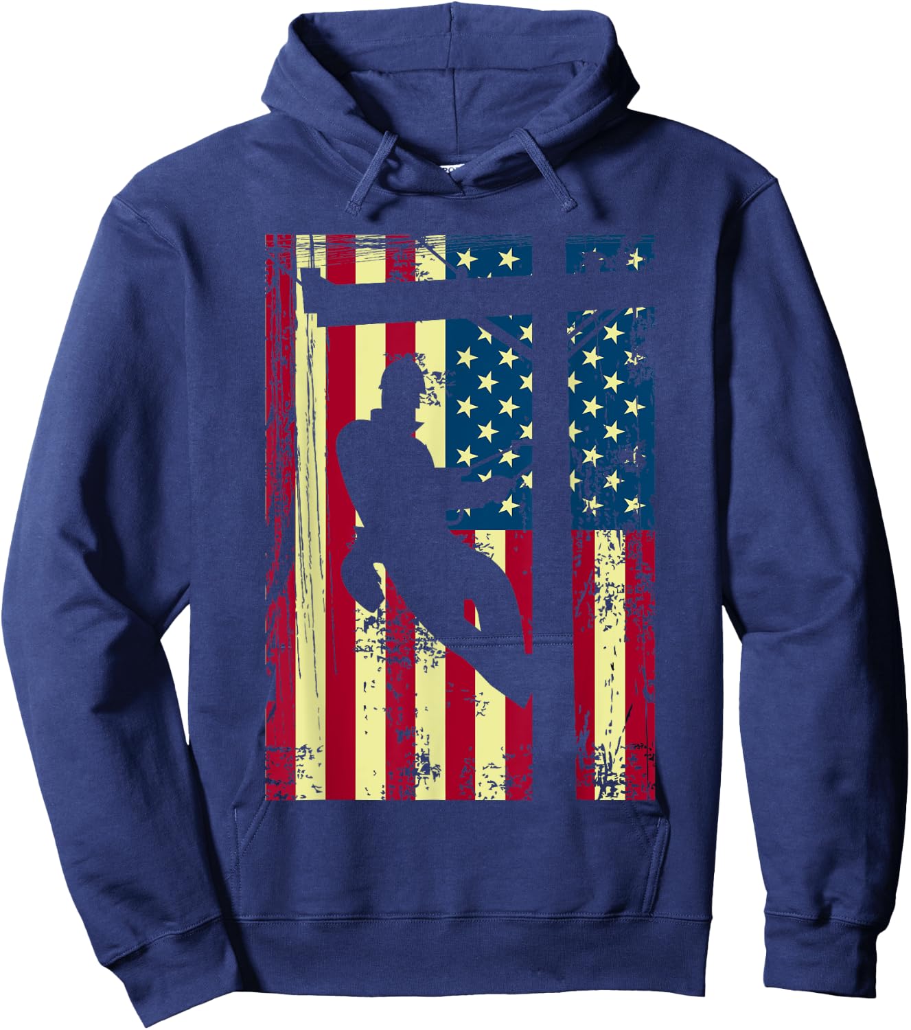 Lineman American Flag | Electric Cable Lineman Gift Hoodie - Hoodie | Navy