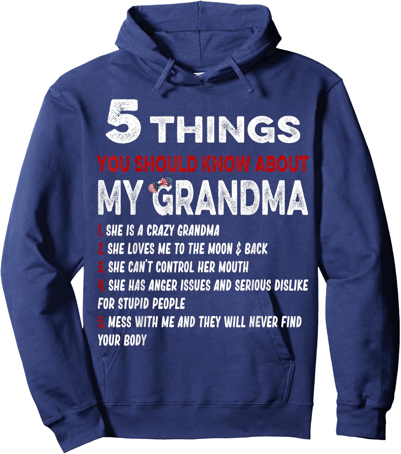 5 Things You Should Know About My Grandma Funny Grandma Gift Hoodie - Hoodie | Navy