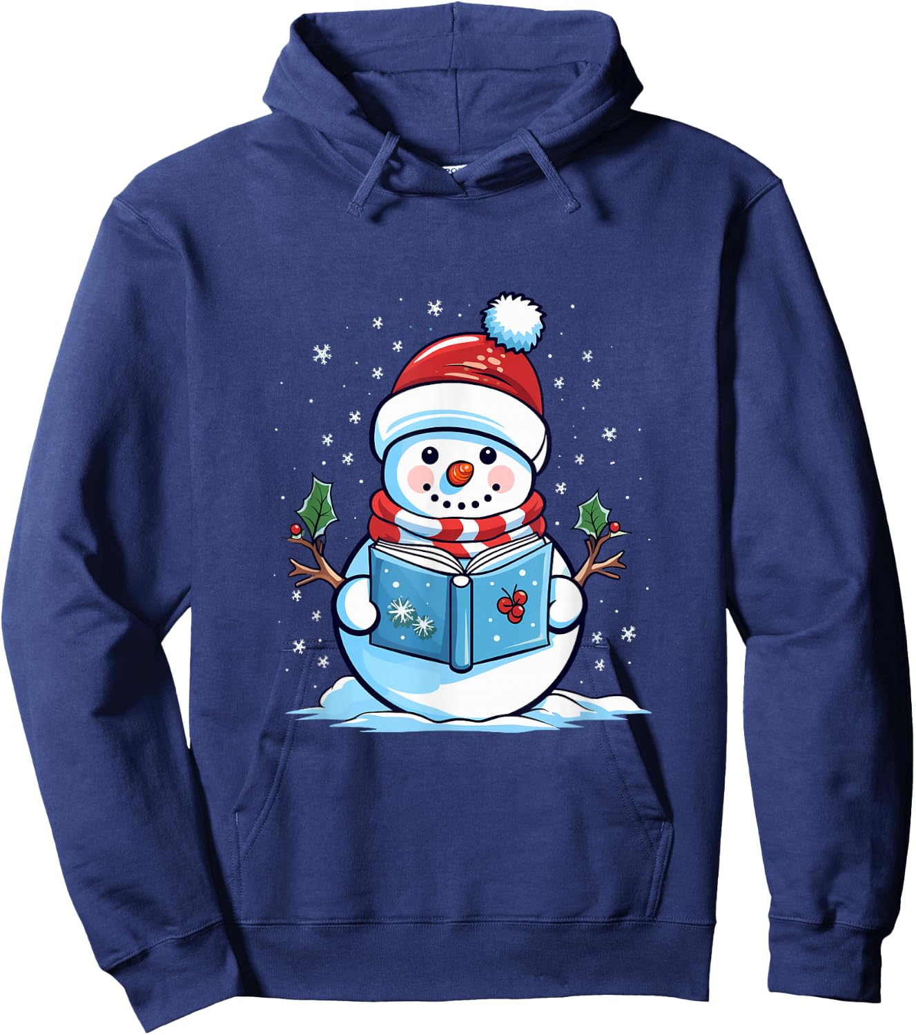 Snowman Reading Book Christmas Hoodie - Hoodie | Navy