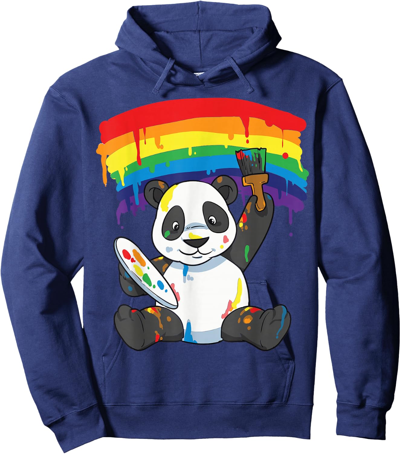 Panda Pride Gay Lesbian Queer LGBT Rainbow Flag LGBTQA+ Hoodie - Hoodie | Navy