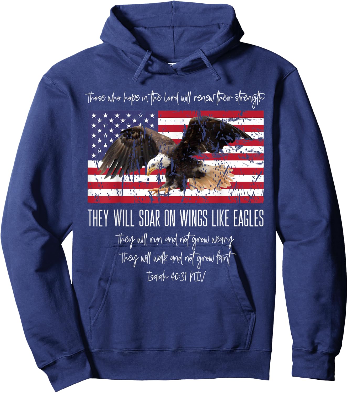 They Will Soar On Wings Like Eagles Isaiah 40:31 Christian Hoodie - Hoodie | Navy