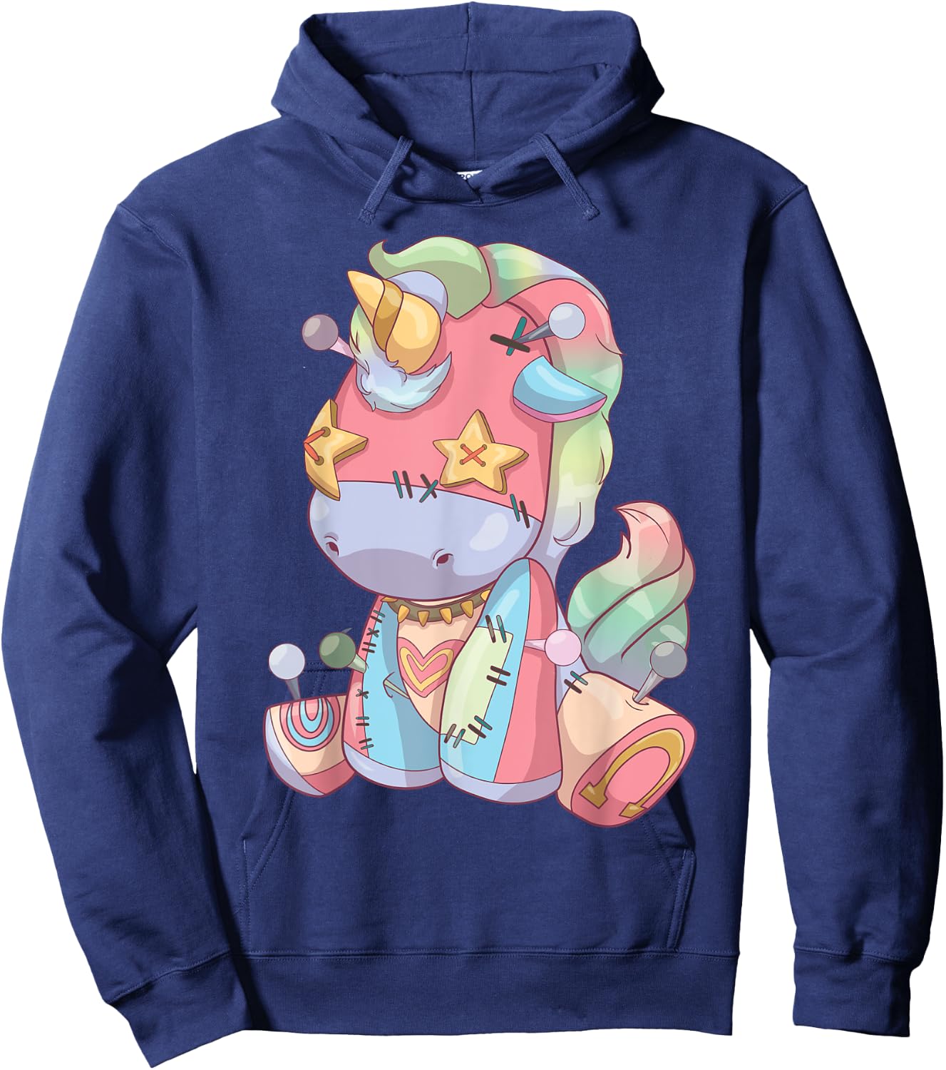 Pastel Goth Anime Kawaii Unicorn, Creepy Cute Voodoo Doll Hoodie - Hoodie | Navy