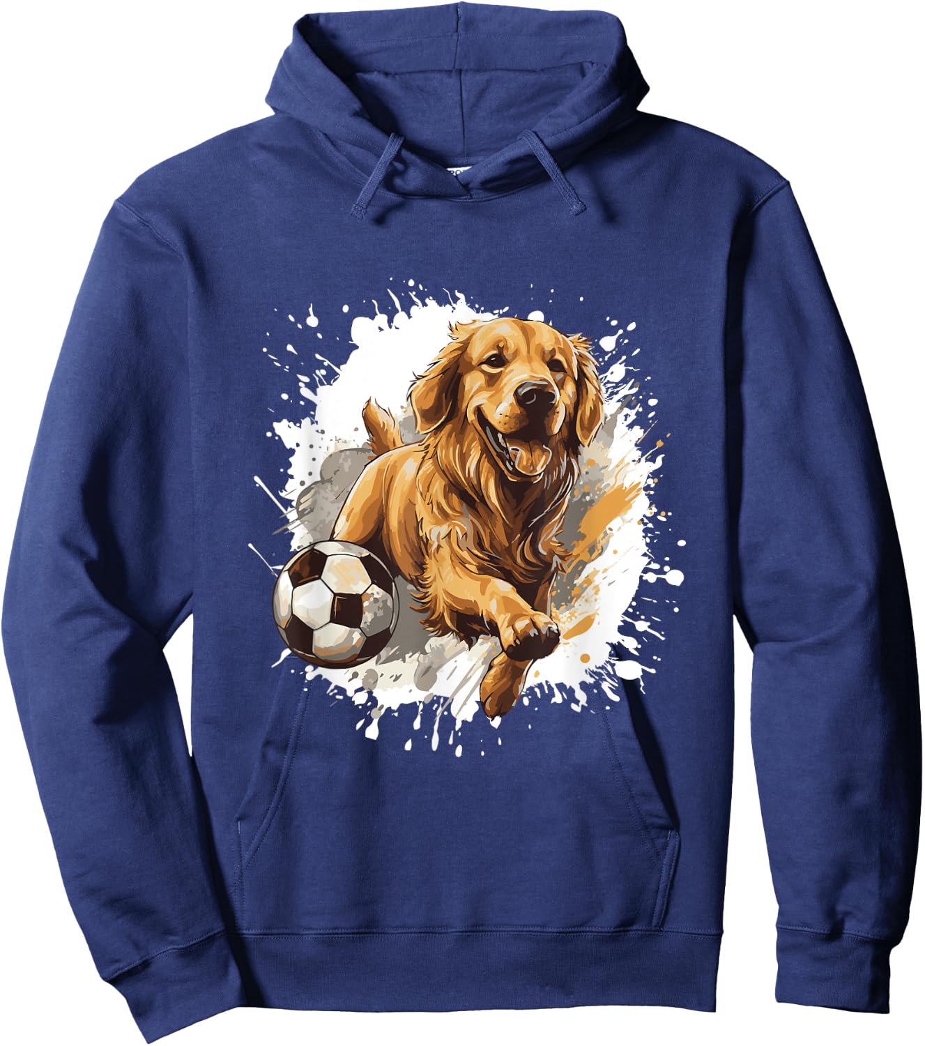 Golden Retriever Dog Playing Soccer Sports Team Animal Hoodie - Hoodie | Navy