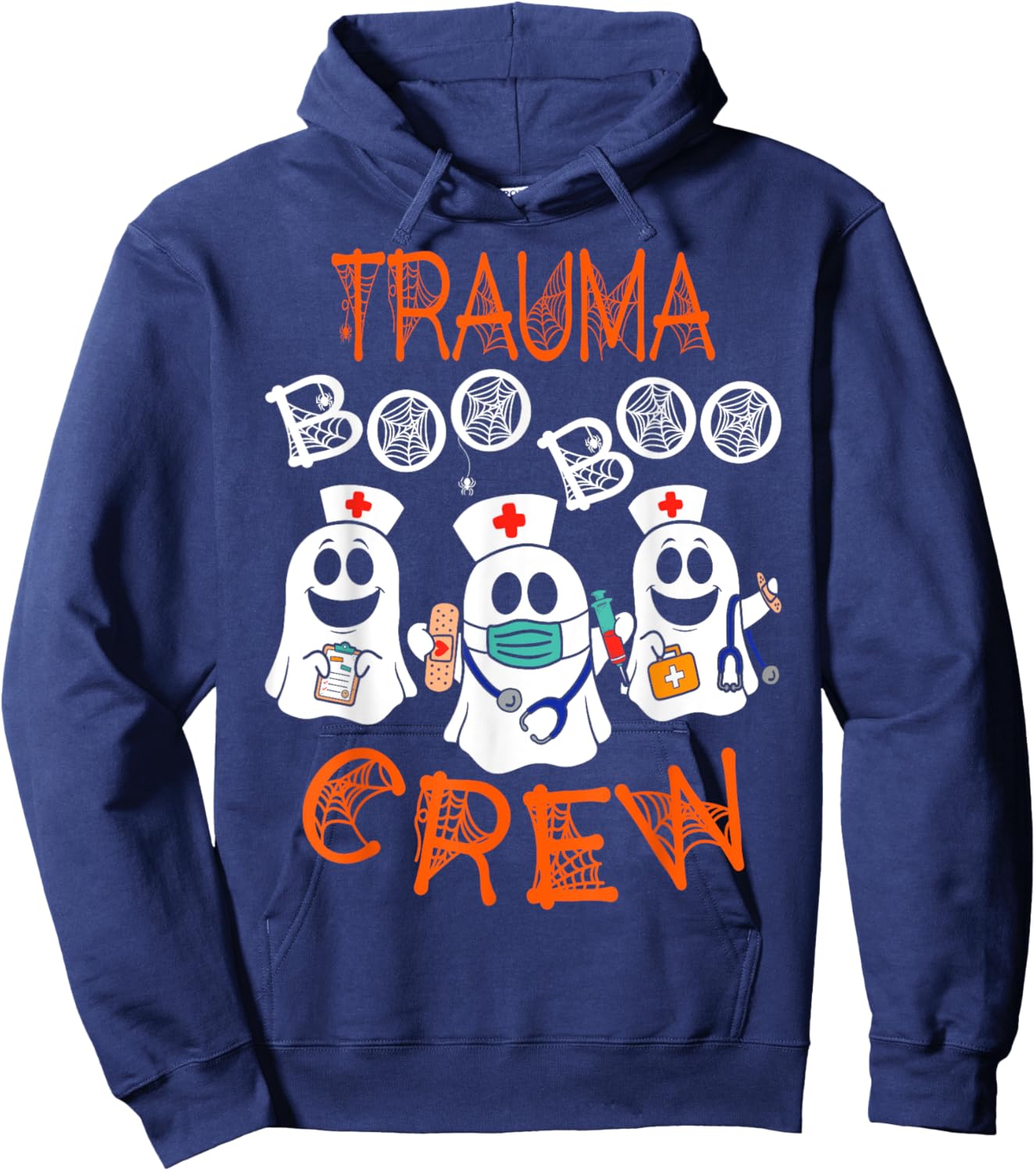 Boo Crew Funny Nursing Ghost Women Trauma Nurse Halloween Hoodie - Hoodie | Navy