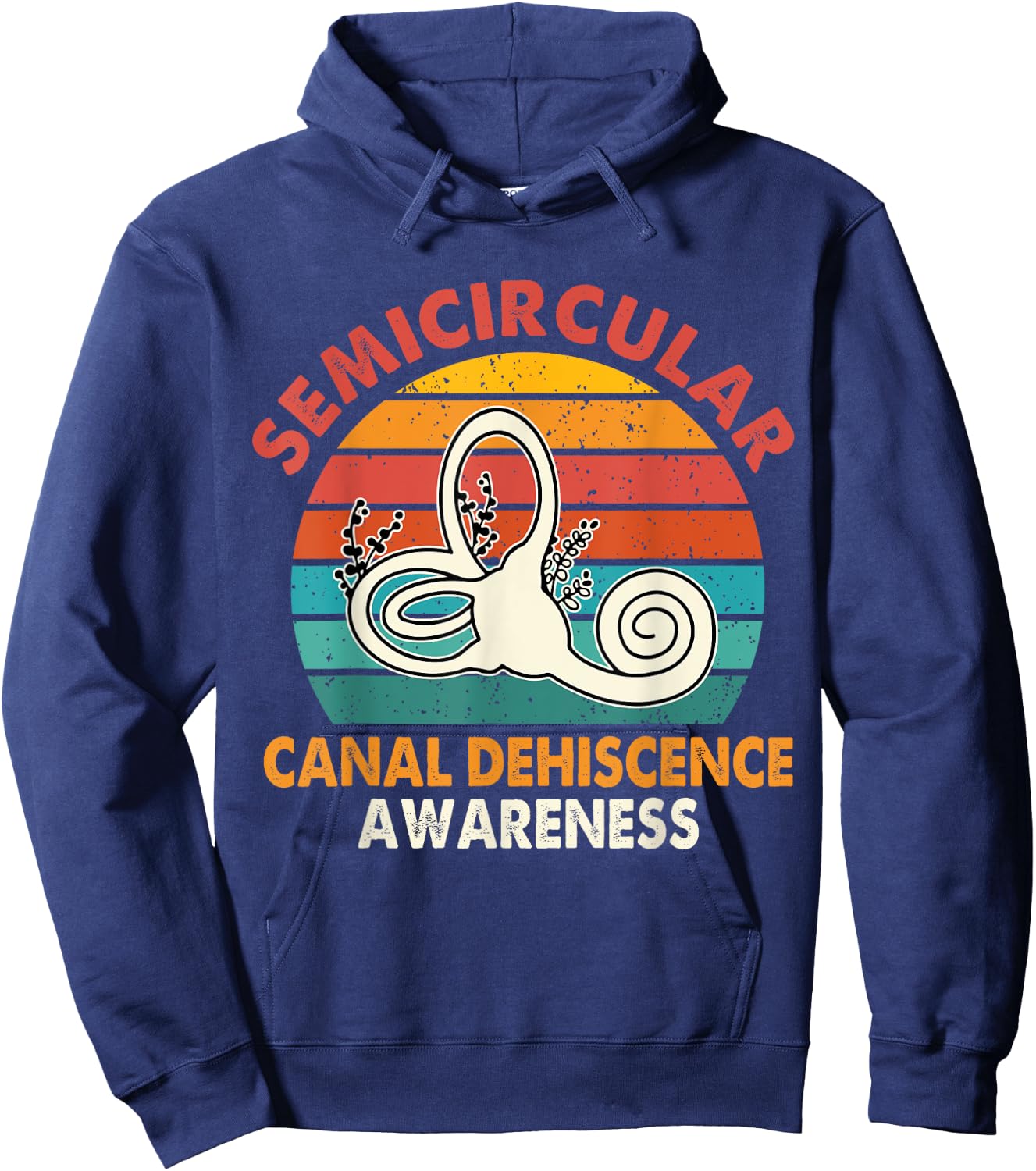Retro SCDS Awareness Semicircular Canal Dehiscence Awareness Hoodie - Hoodie | Navy