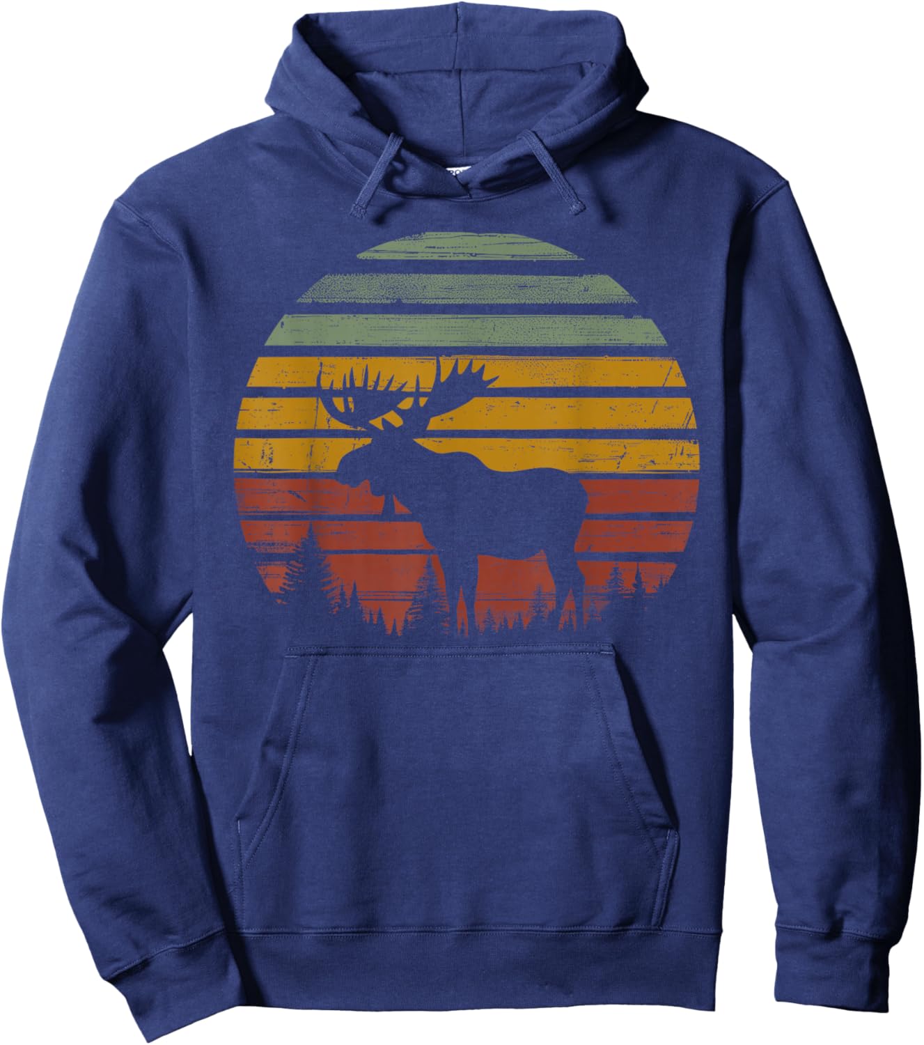 Moose Retro Vintage 80s Funny Moose Lover Gift Animals Lover Hoodie - Hoodie | Navy