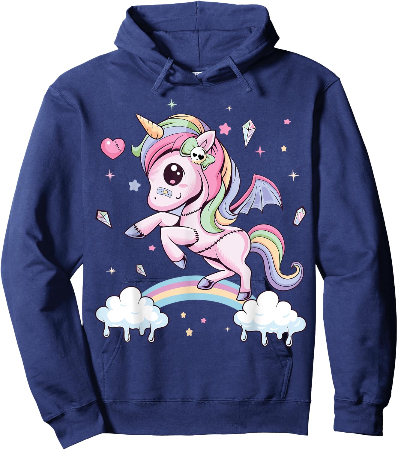 Pastel Goth Cute Creepy Unicorn Wiccan Kawaii Menhera Witchy Hoodie - Hoodie | Navy